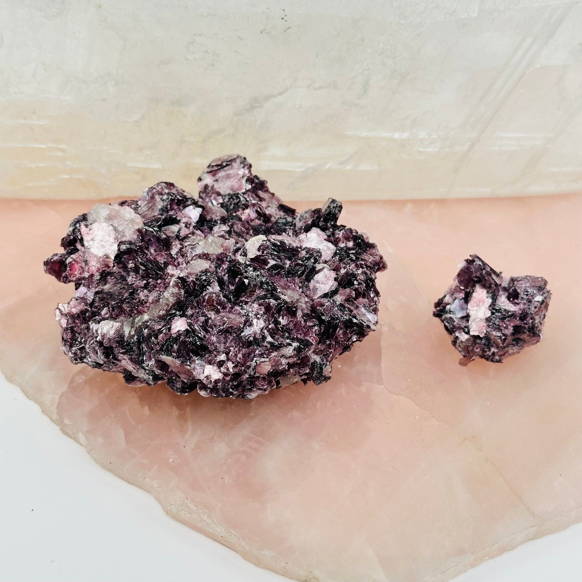 Star Mica Crystal Cluster with Lepidolite are sold by weight 