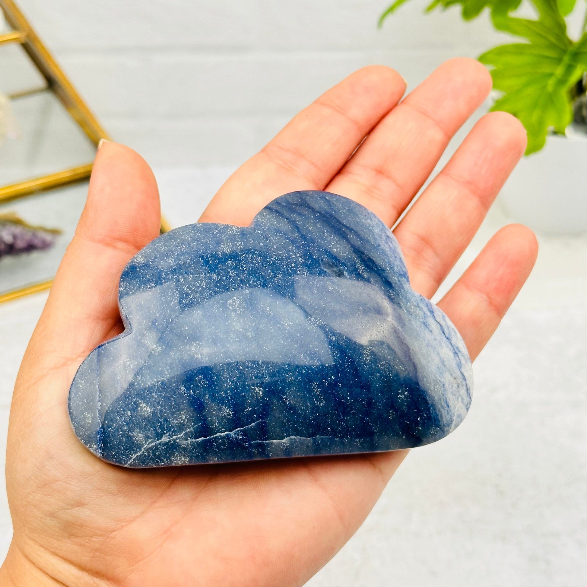 close up of the details on this blue calcite cloud 
