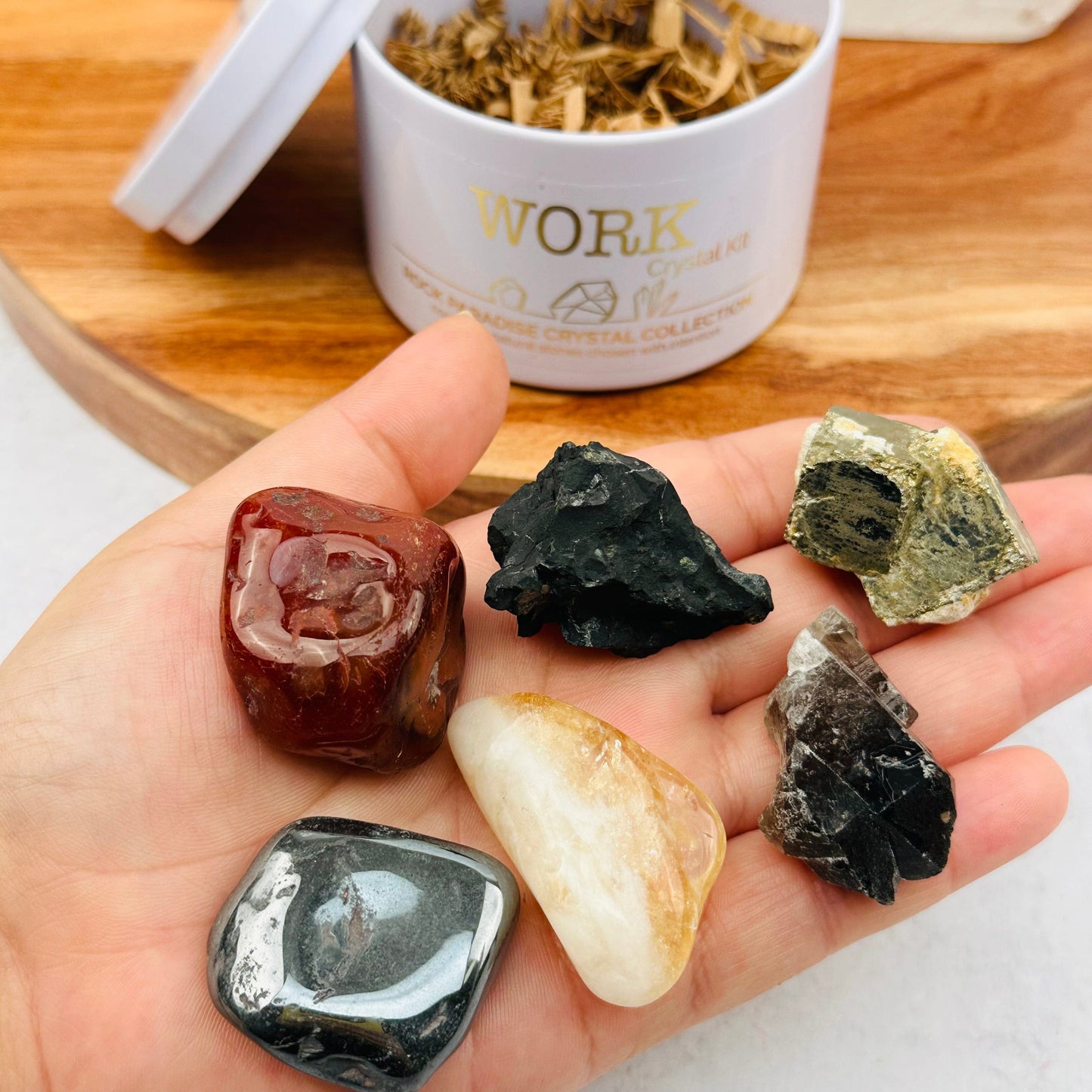 crystals in hand for size reference 