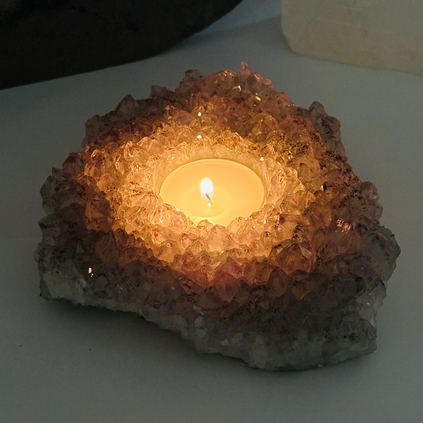 amethyst candle holder displayed as home decor