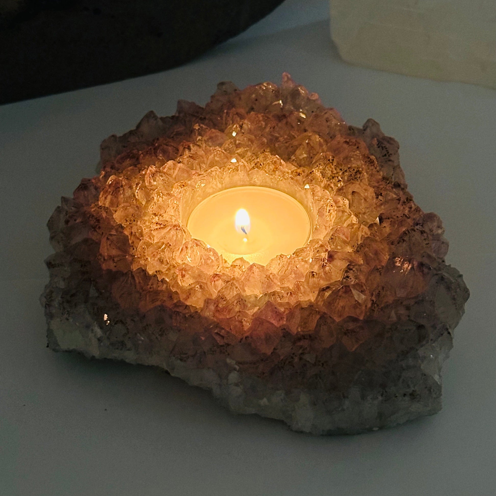 amethyst candle holder displayed as home decor