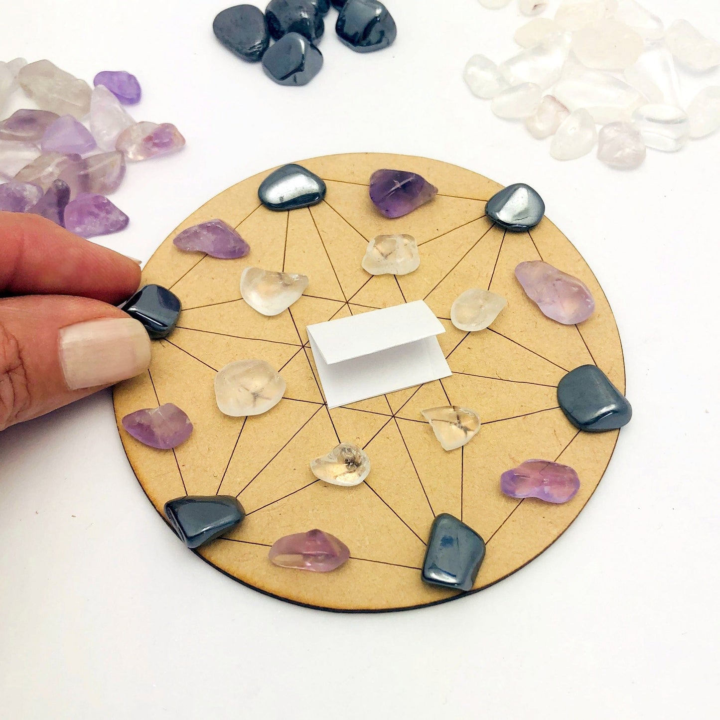 Protection Crystal Grid Set showing placing stones on grid