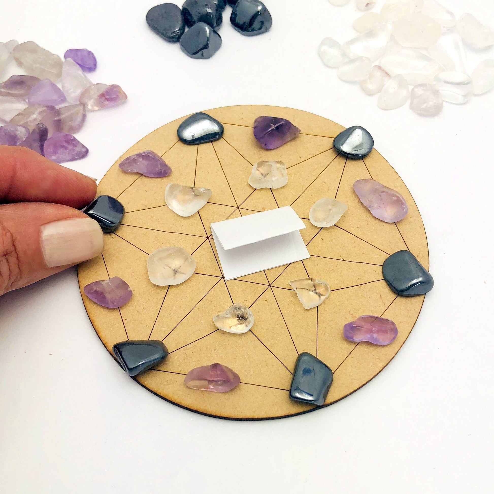 Protection Crystal Grid Set showing placing stones on grid