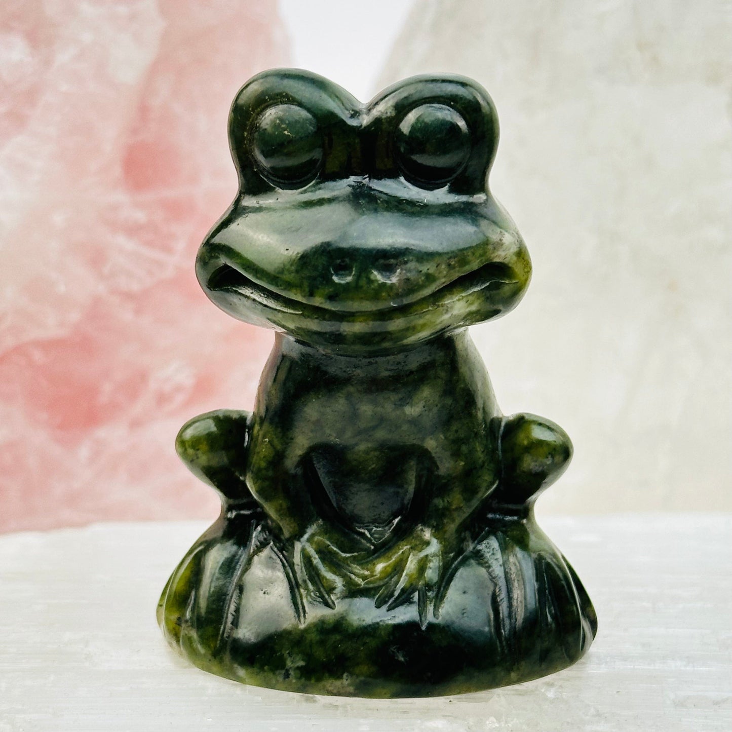 close up of the details on this crystal frog 
