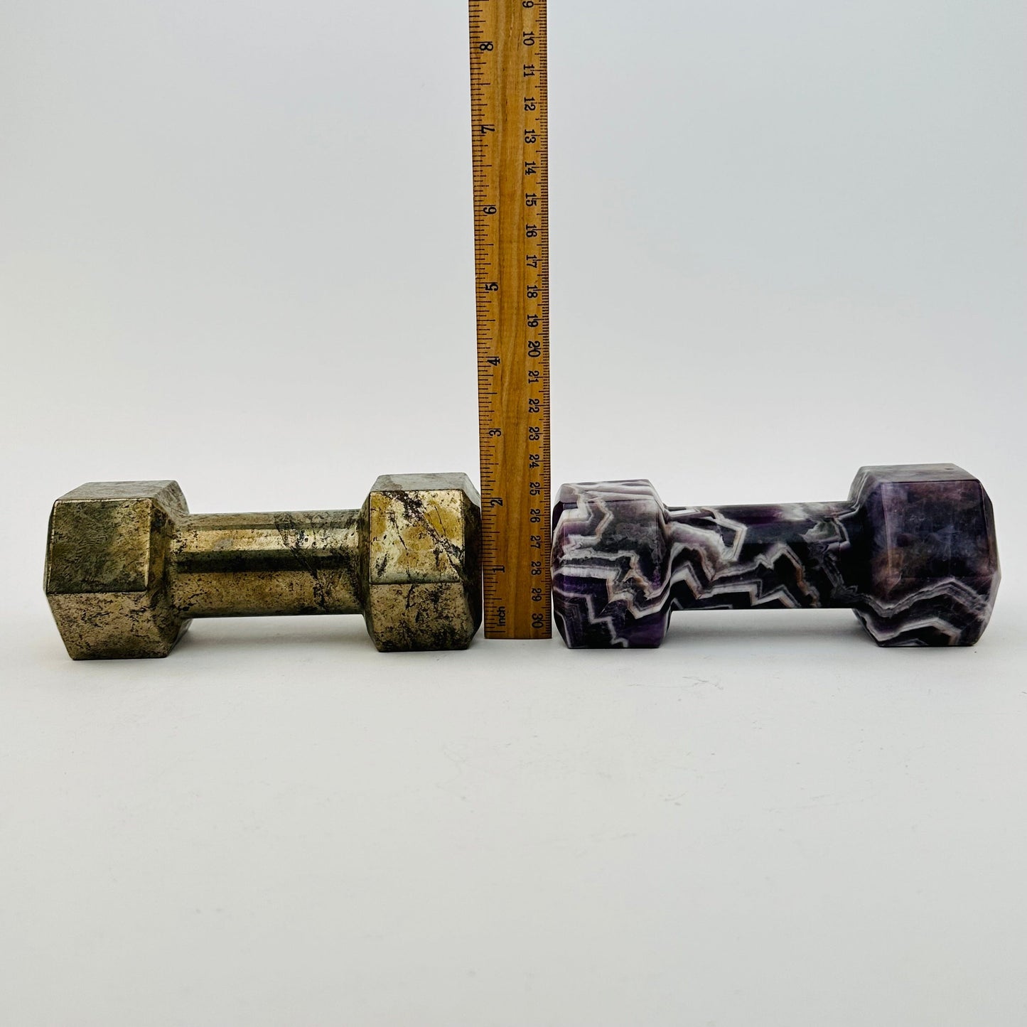crystal dumbbell to show the thickness 