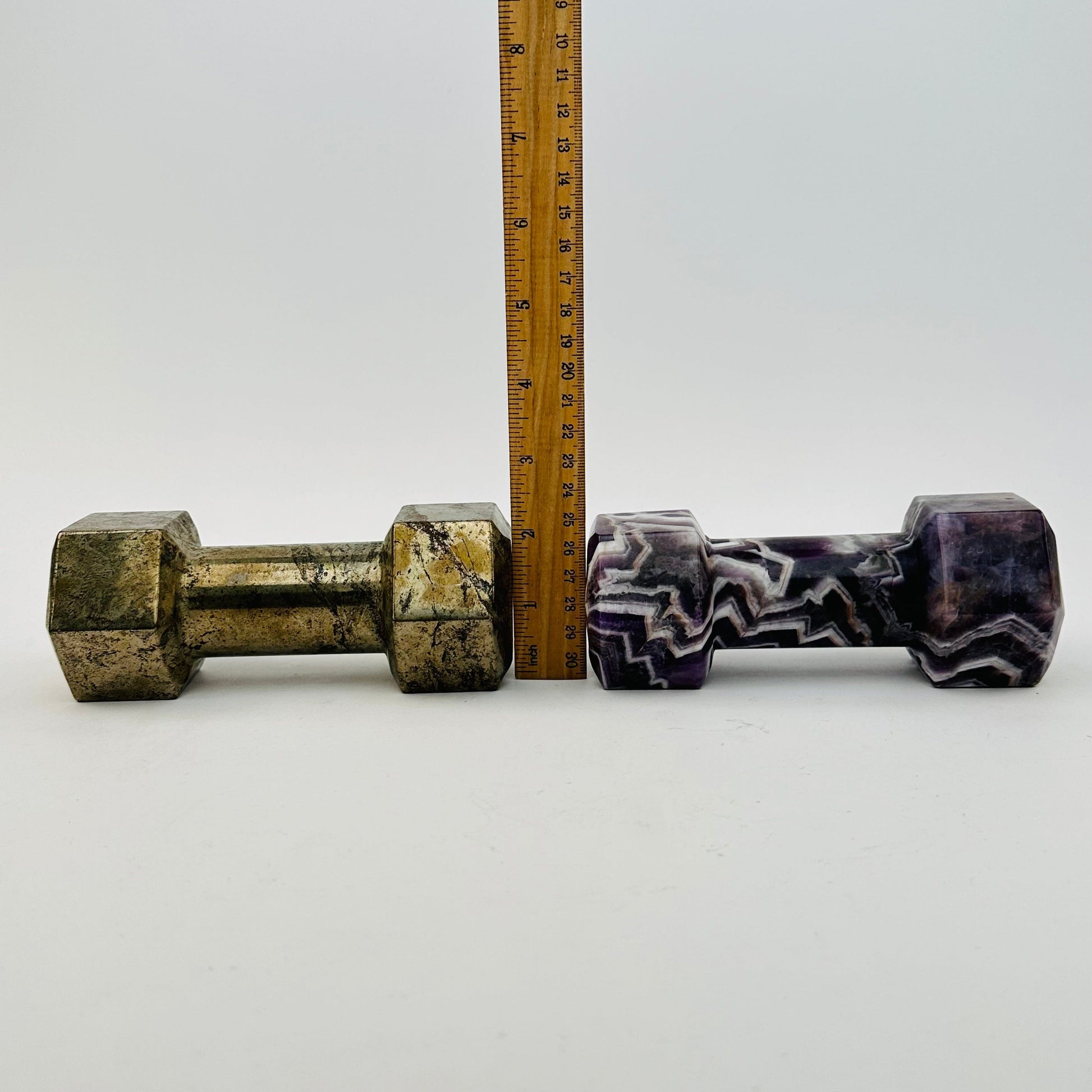 crystal dumbbell to show the thickness 
