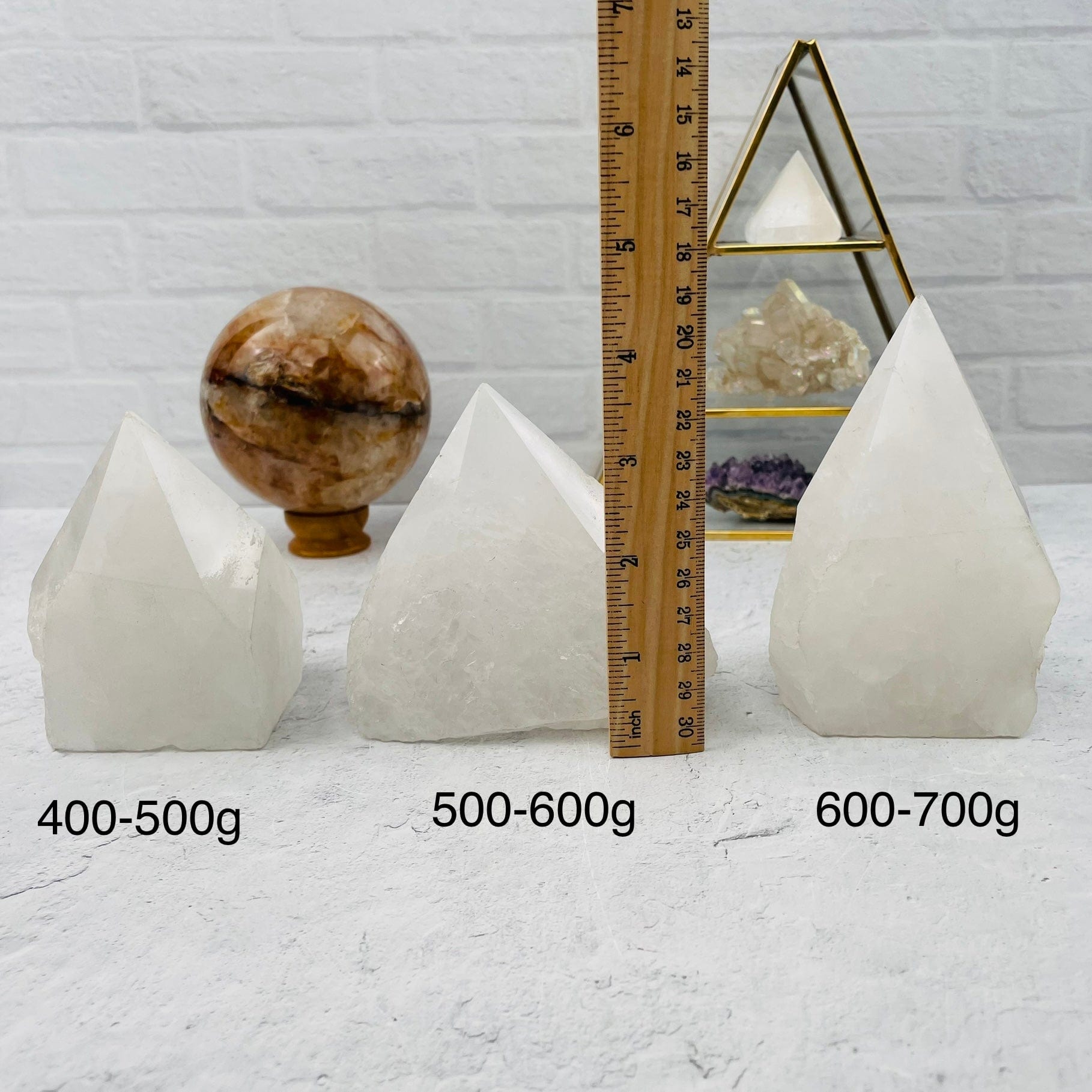points sold by weight. next to a ruler for size reference
