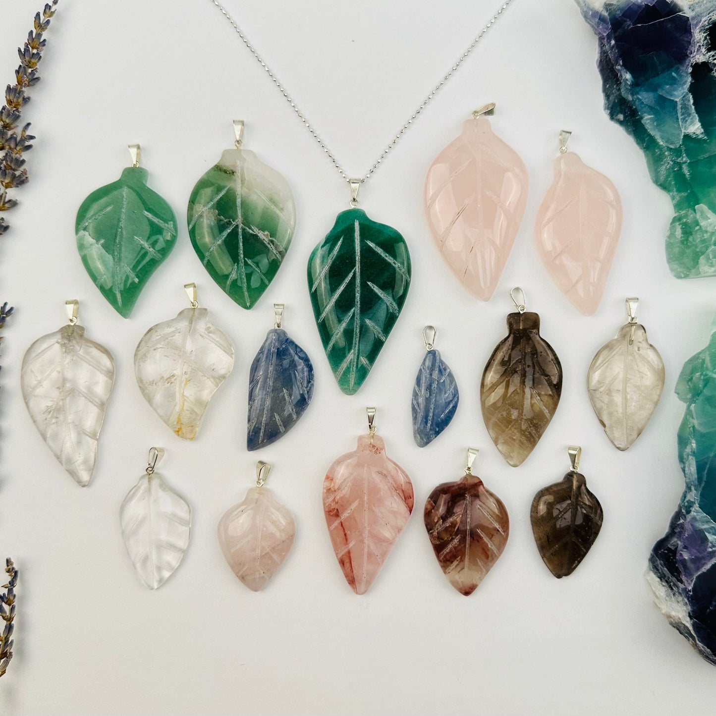 multiple pendants displayed to show the differences in the sizes and color shades 
