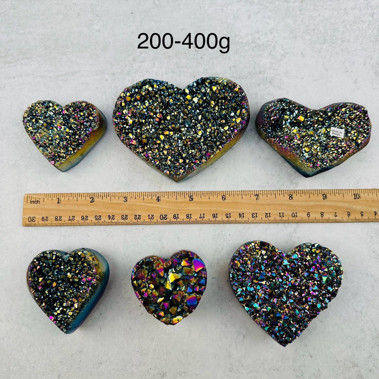 Amethyst Druzy Heart with Rainbow Titanium Finish - By Weight -