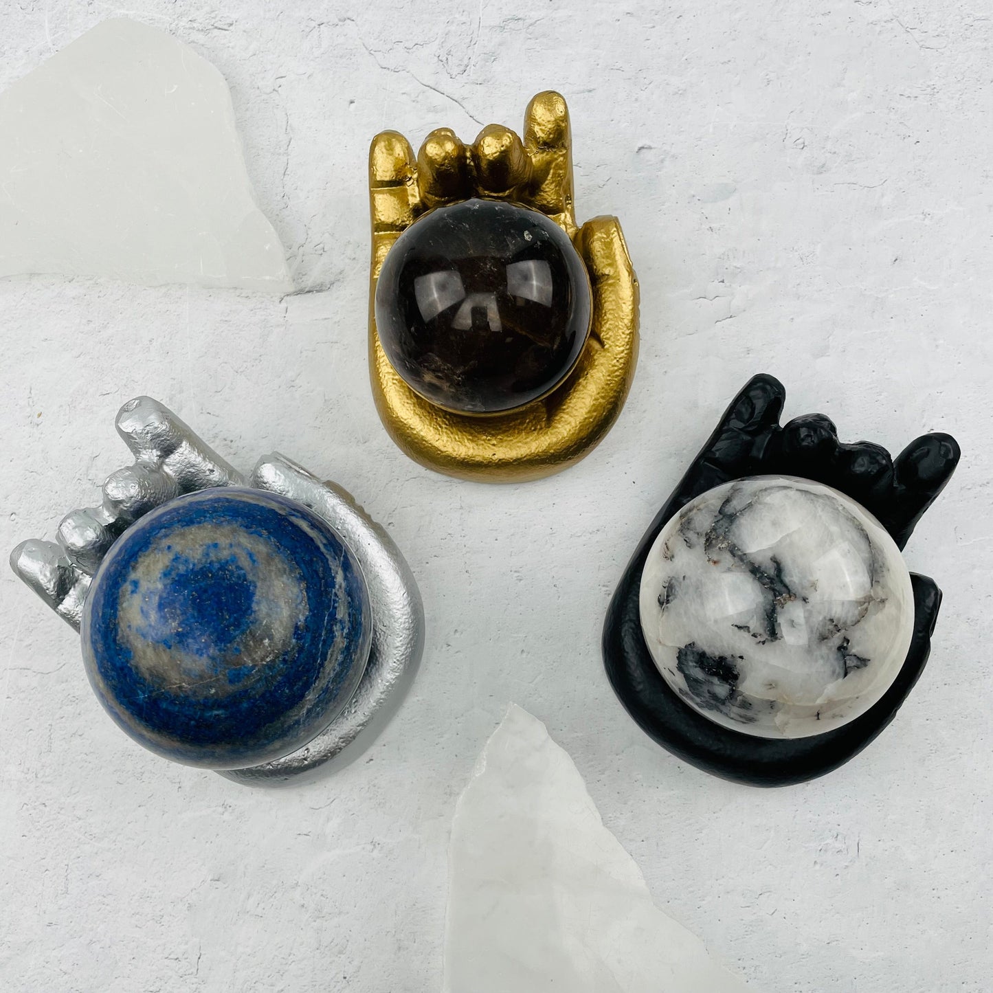 Aluminum Hand Sphere Holder - YOU CHOOSE FINISH