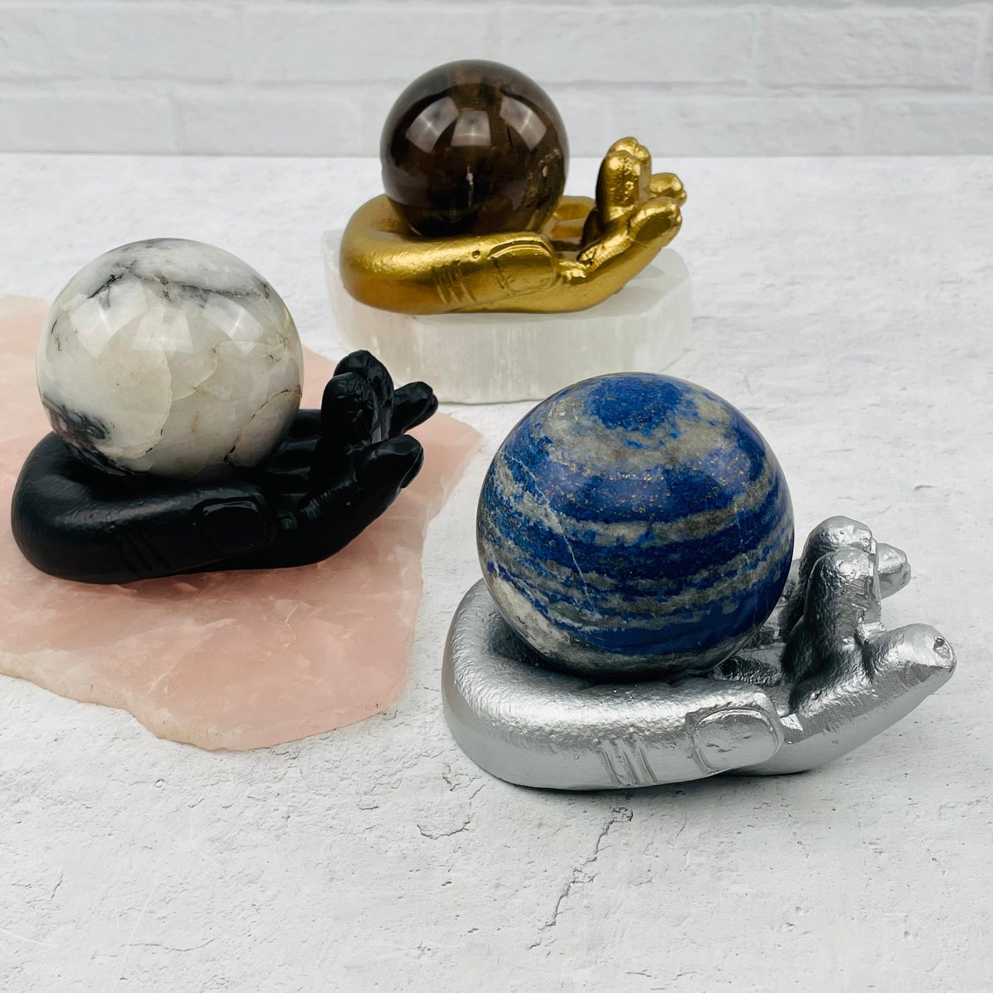 Aluminum Hand Sphere Holder - YOU CHOOSE FINISH
