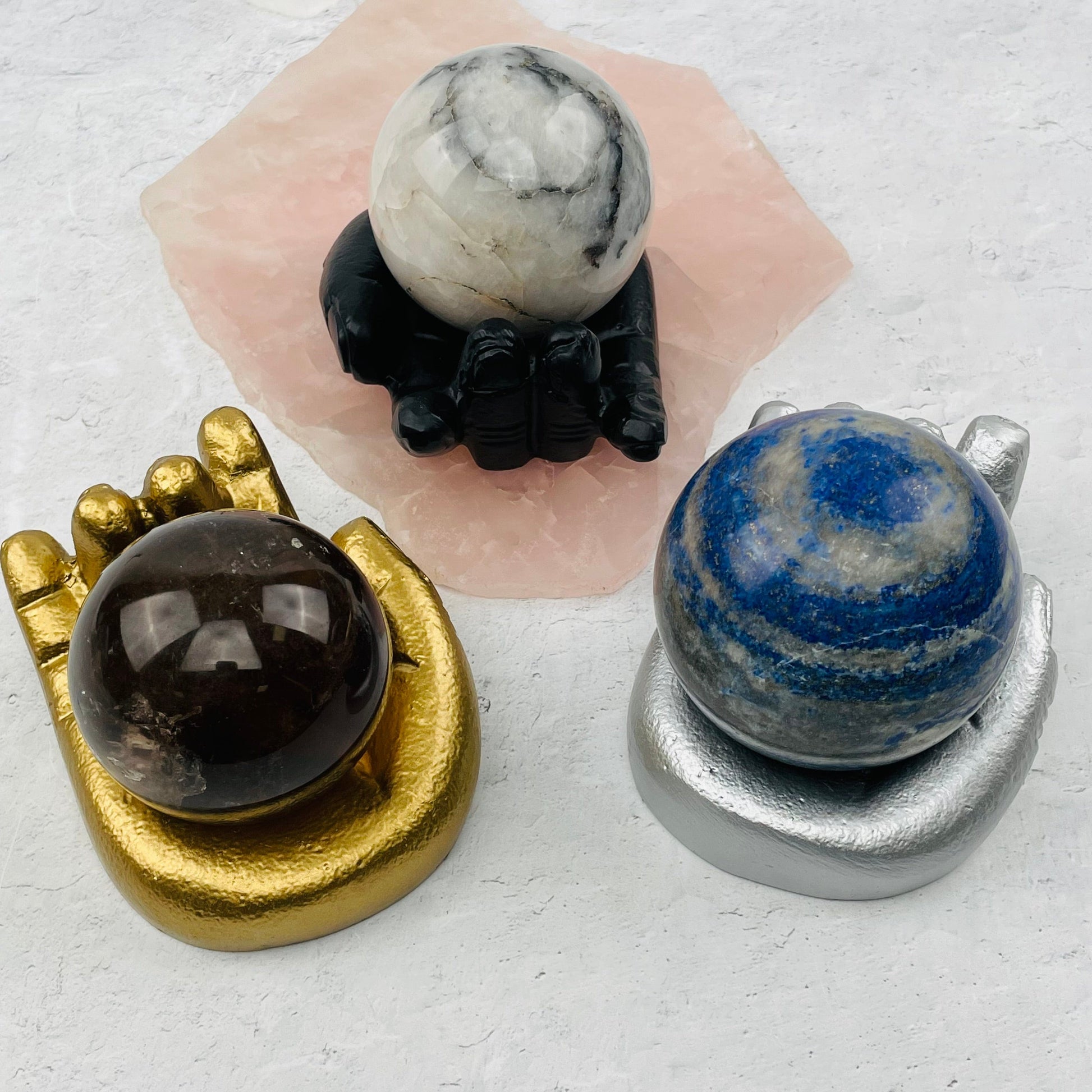 Aluminum Hand Sphere Holder - YOU CHOOSE FINISH