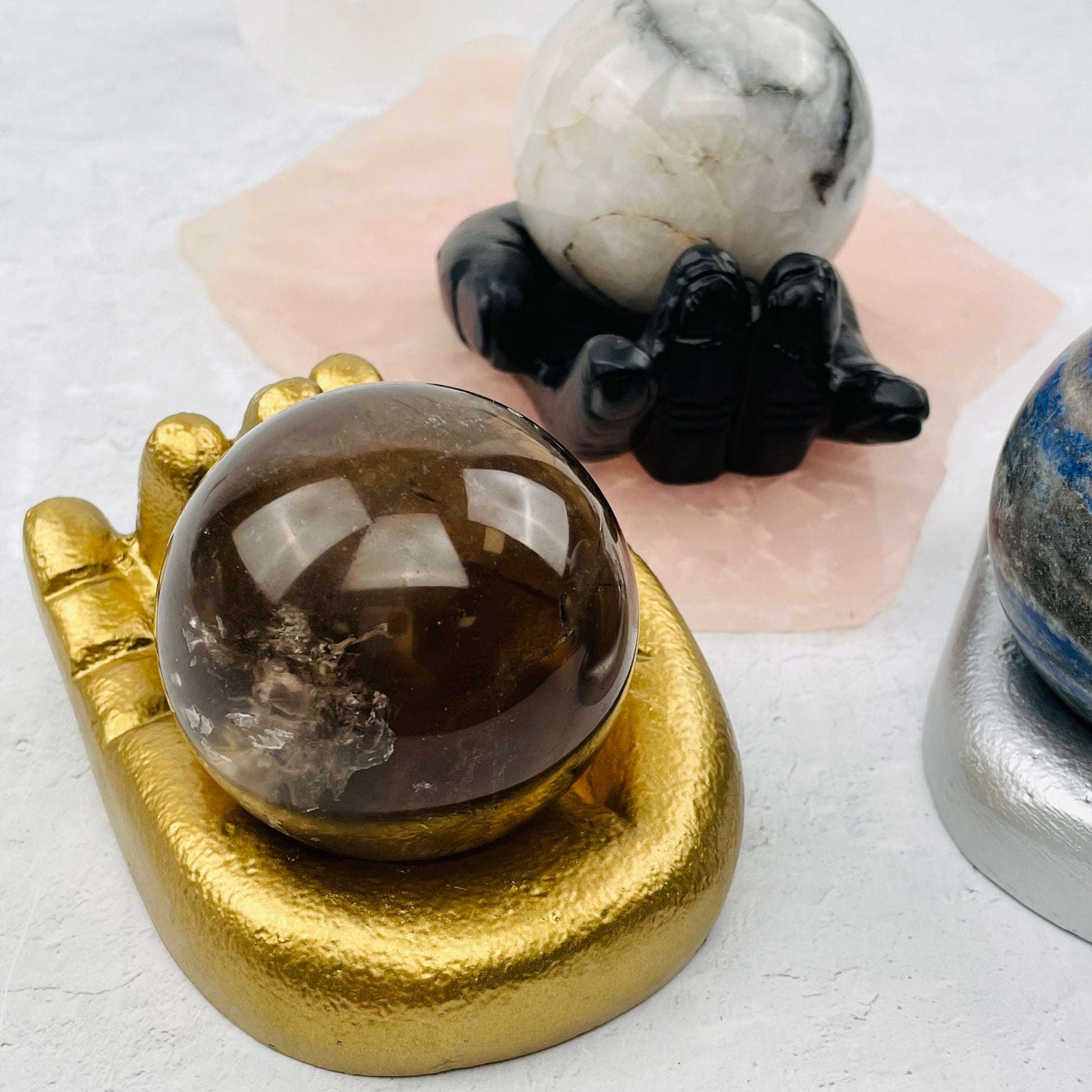 Aluminum Hand Sphere Holder - YOU CHOOSE FINISH