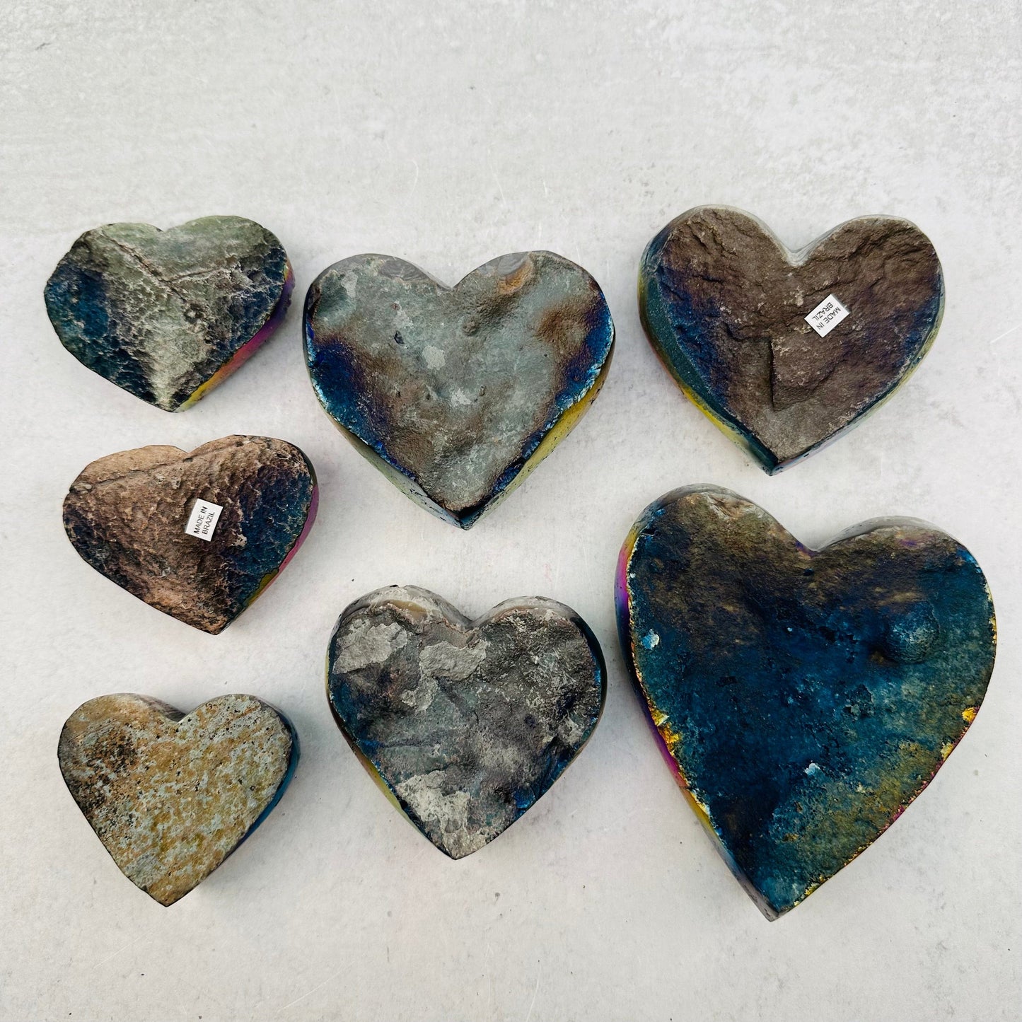 back side of the hearts are left raw and natural 