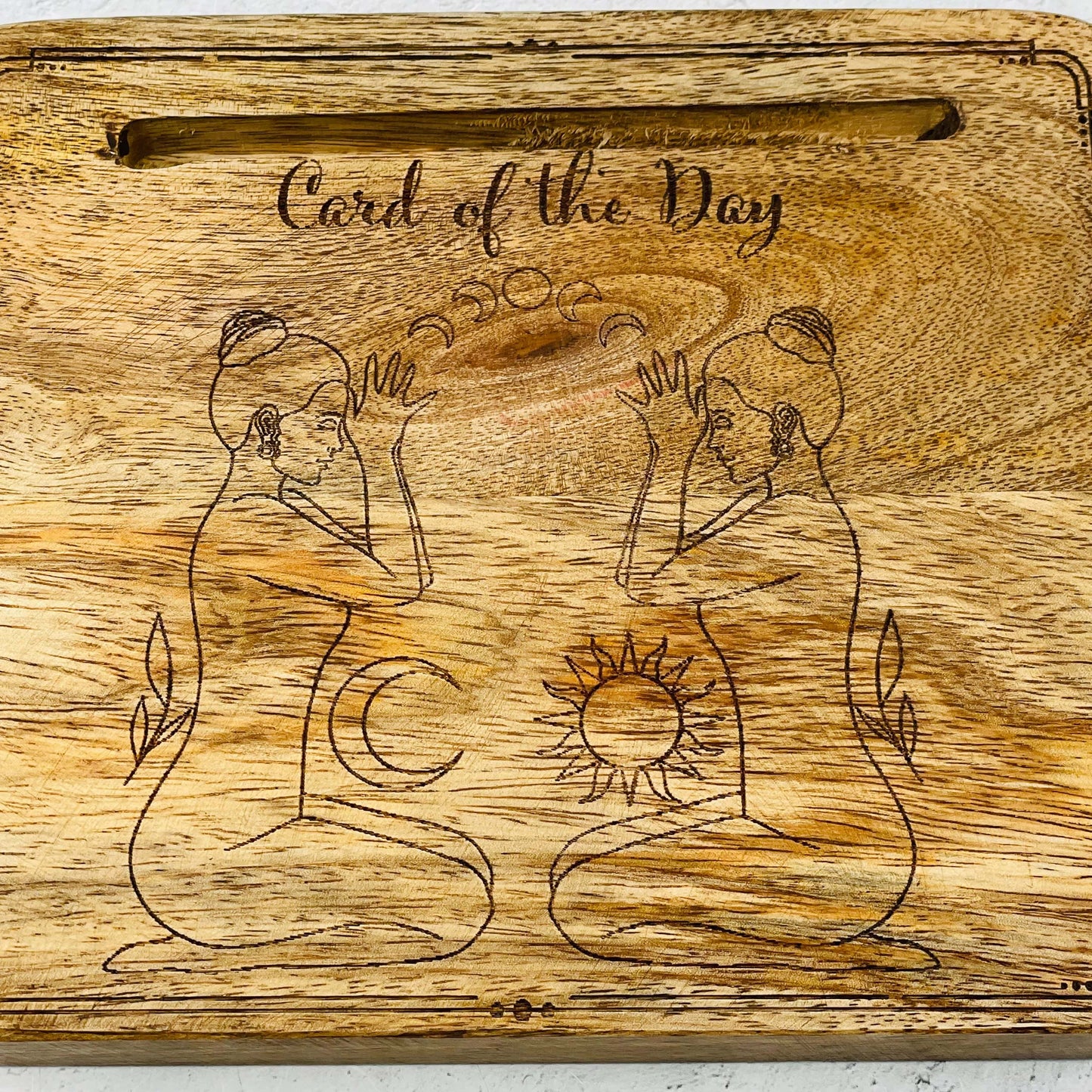 close up of the engraved details 
