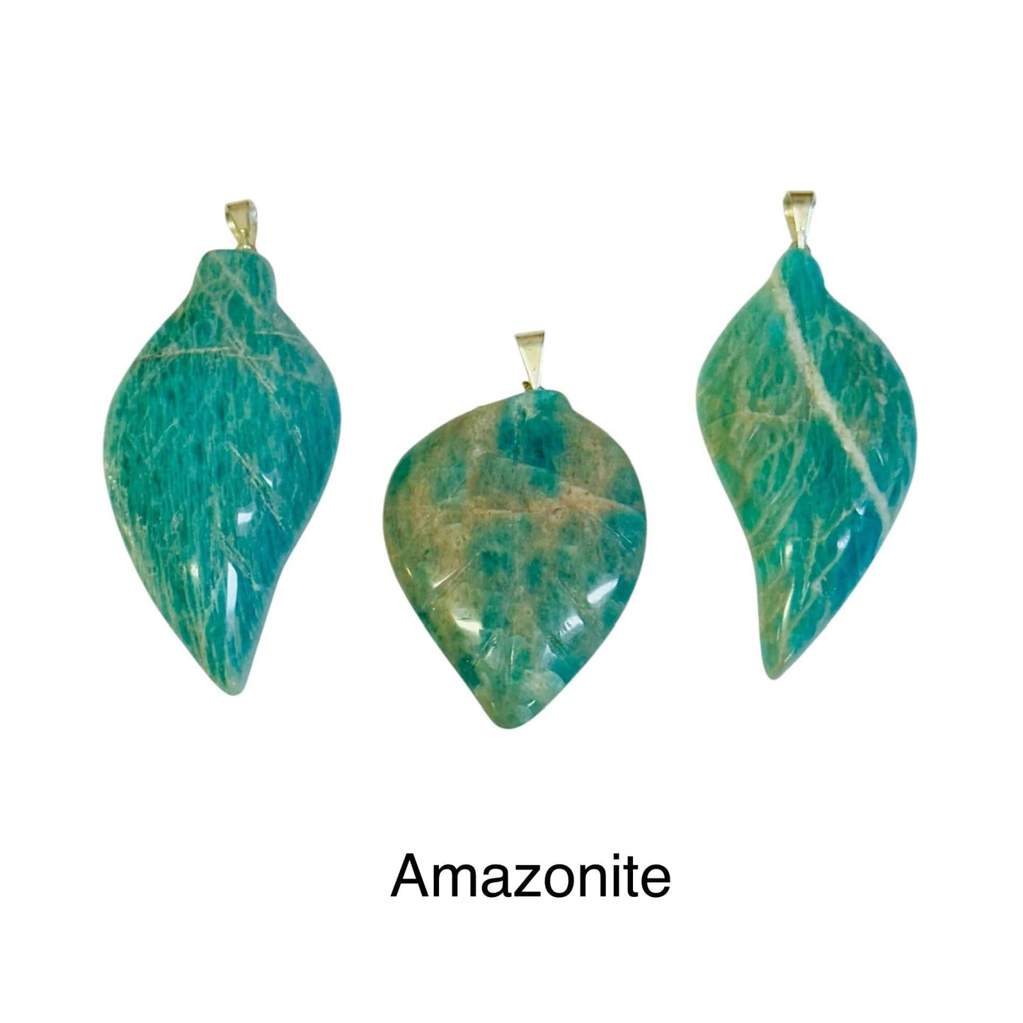 gemstone leaf pendant available in amazonite