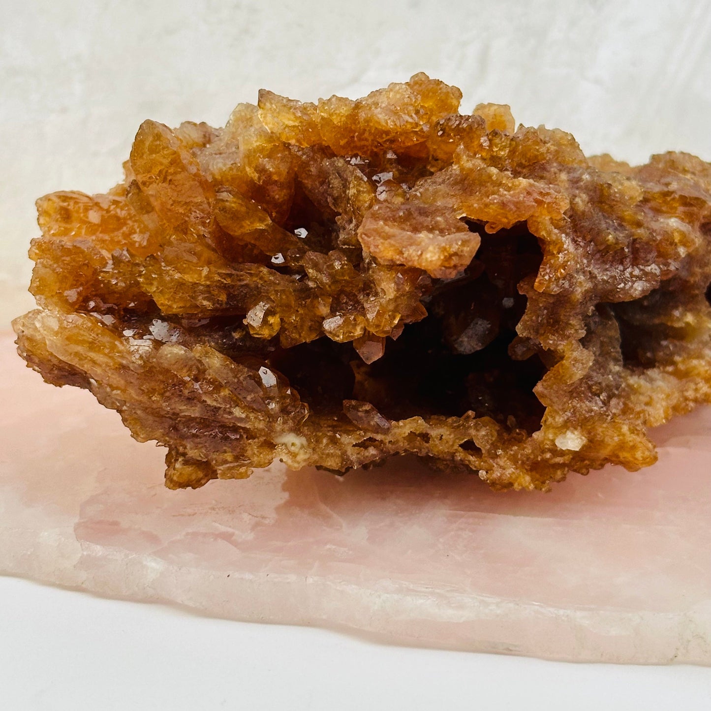 close up of the details on this natural citrine cluster 