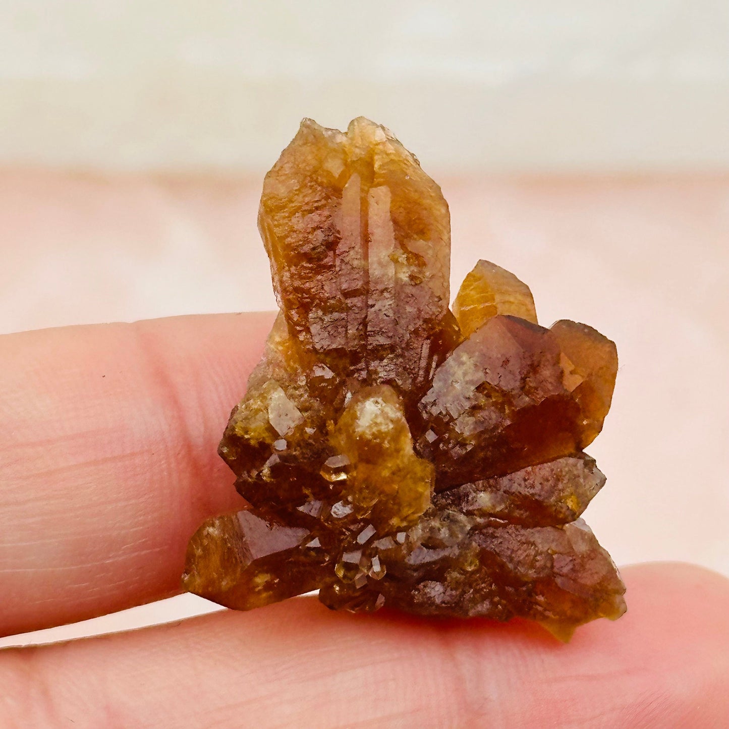 close up of the details on this citrine cluster 