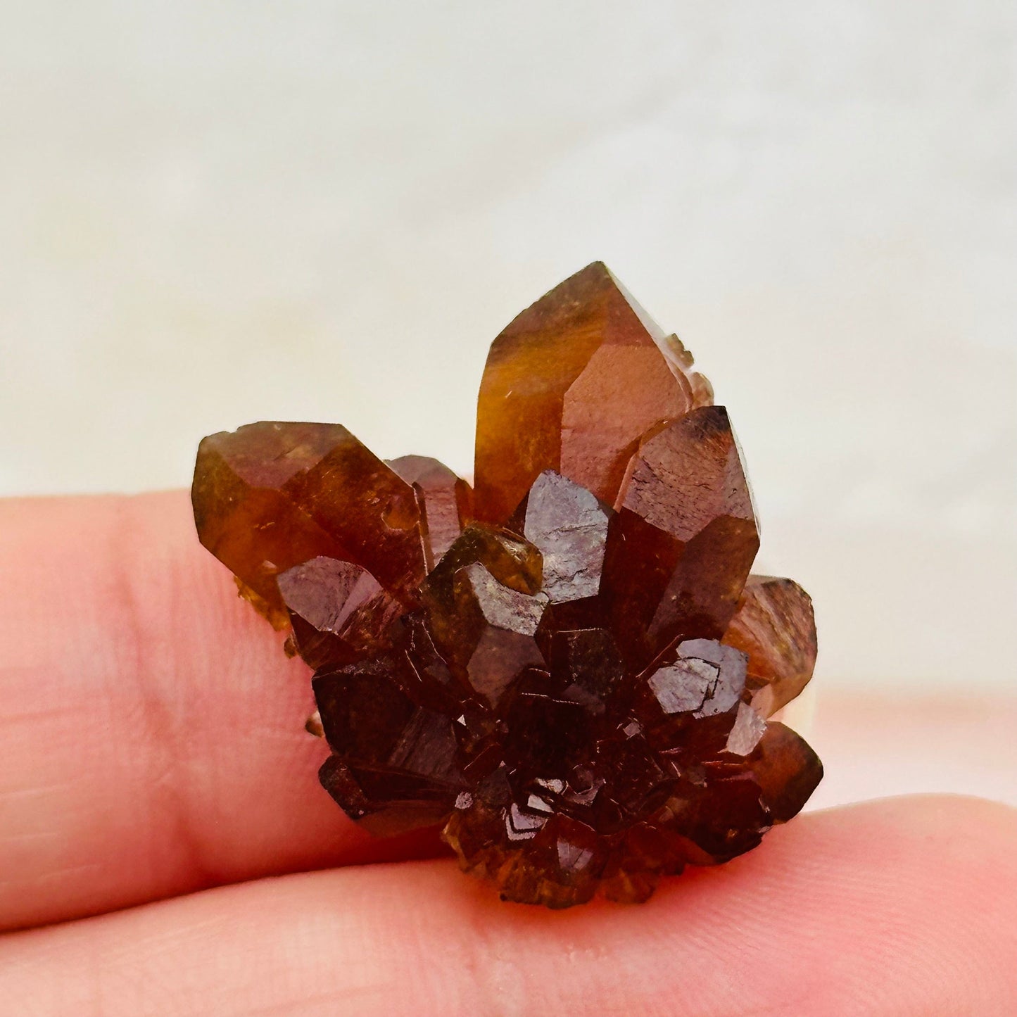 close up of the details on this citrine cluster 