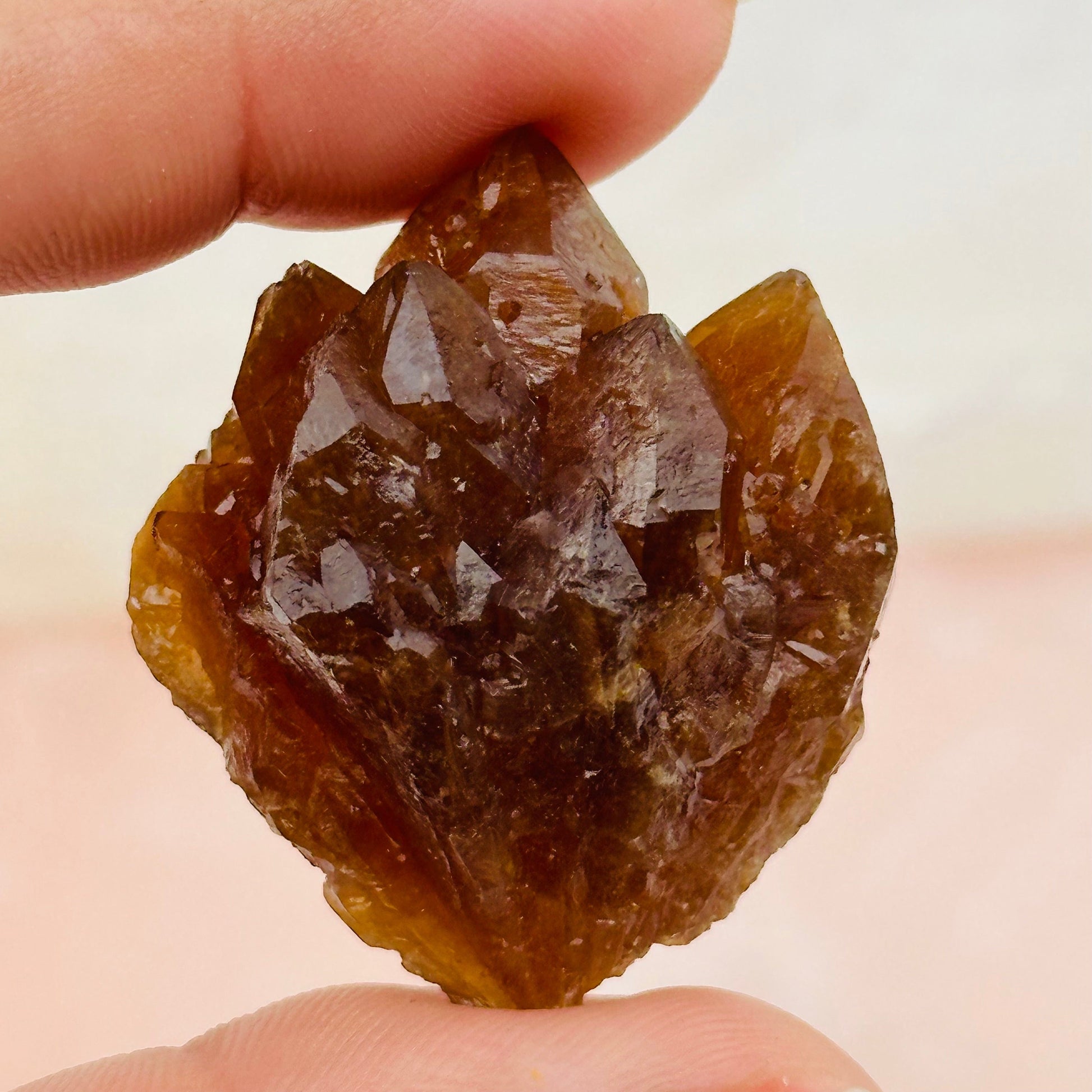 close up of the details on this citrine cluster 
