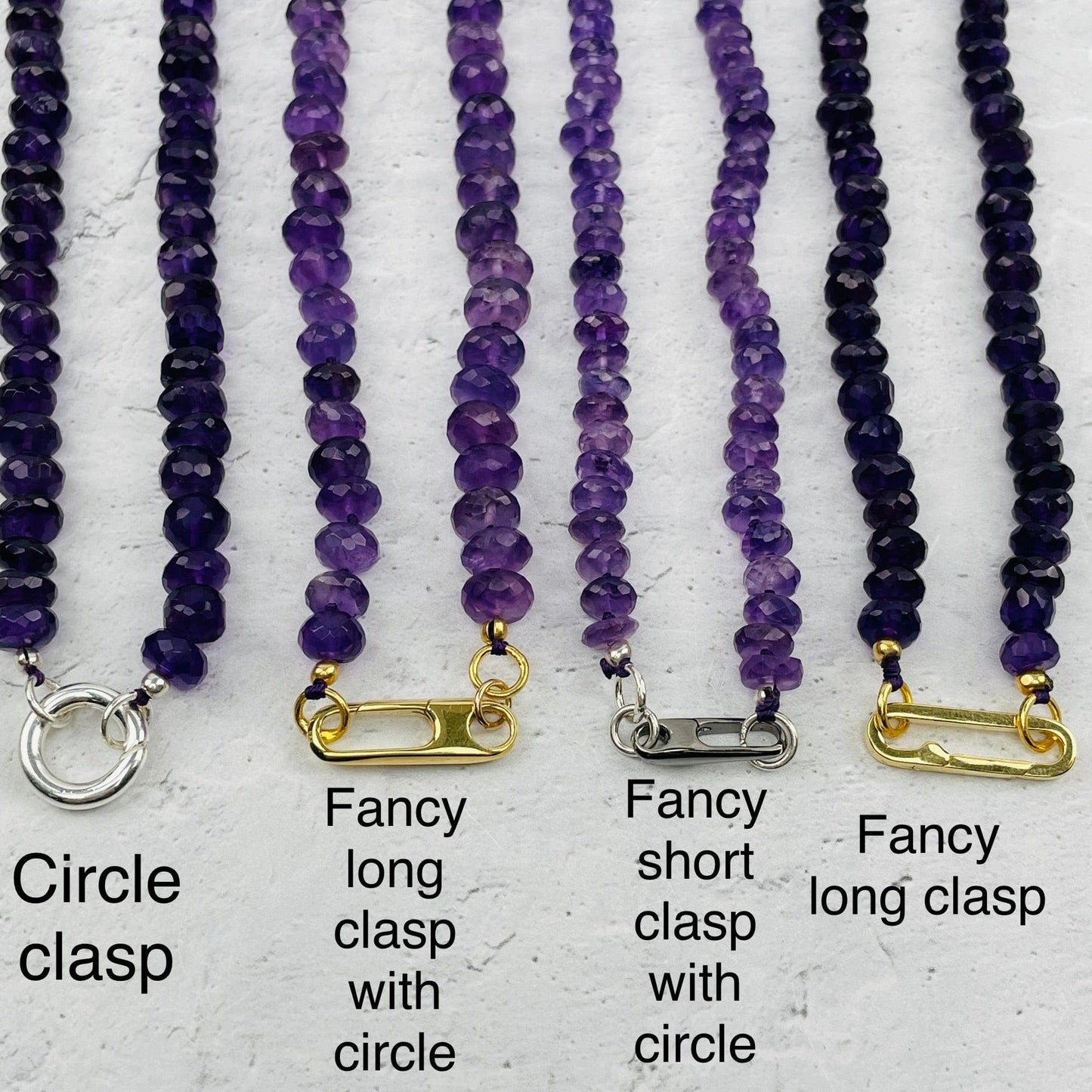 close up of the clasps and the styles 