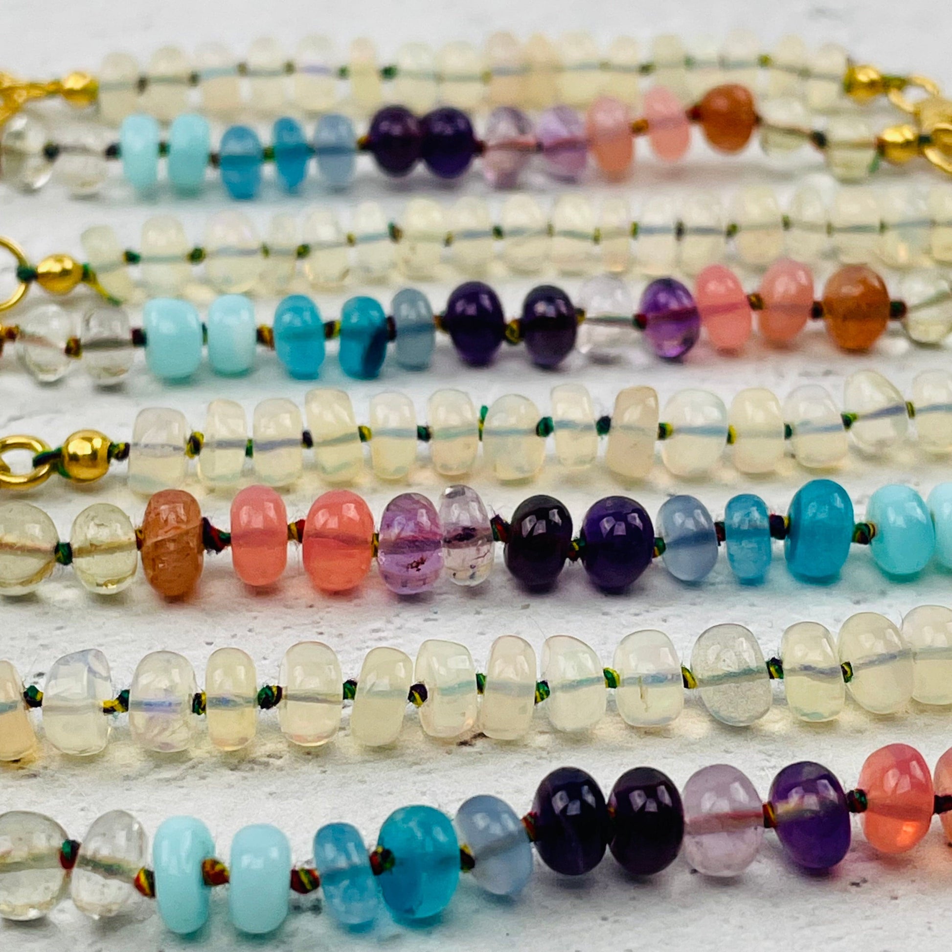 close up of the details on the gemstones 