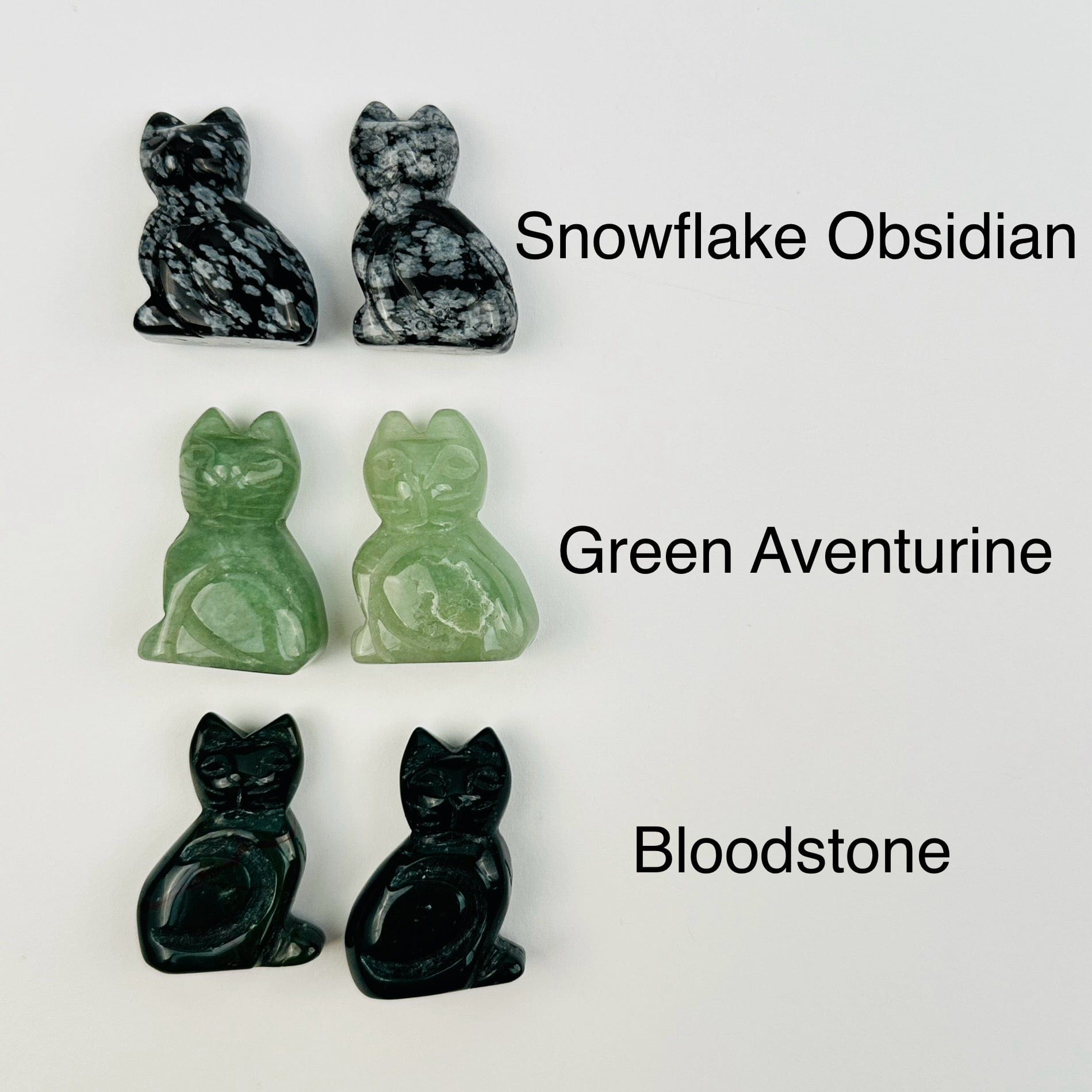 Gemstone Cat - Sitting Cat - Carved Stone next to the gemstone name