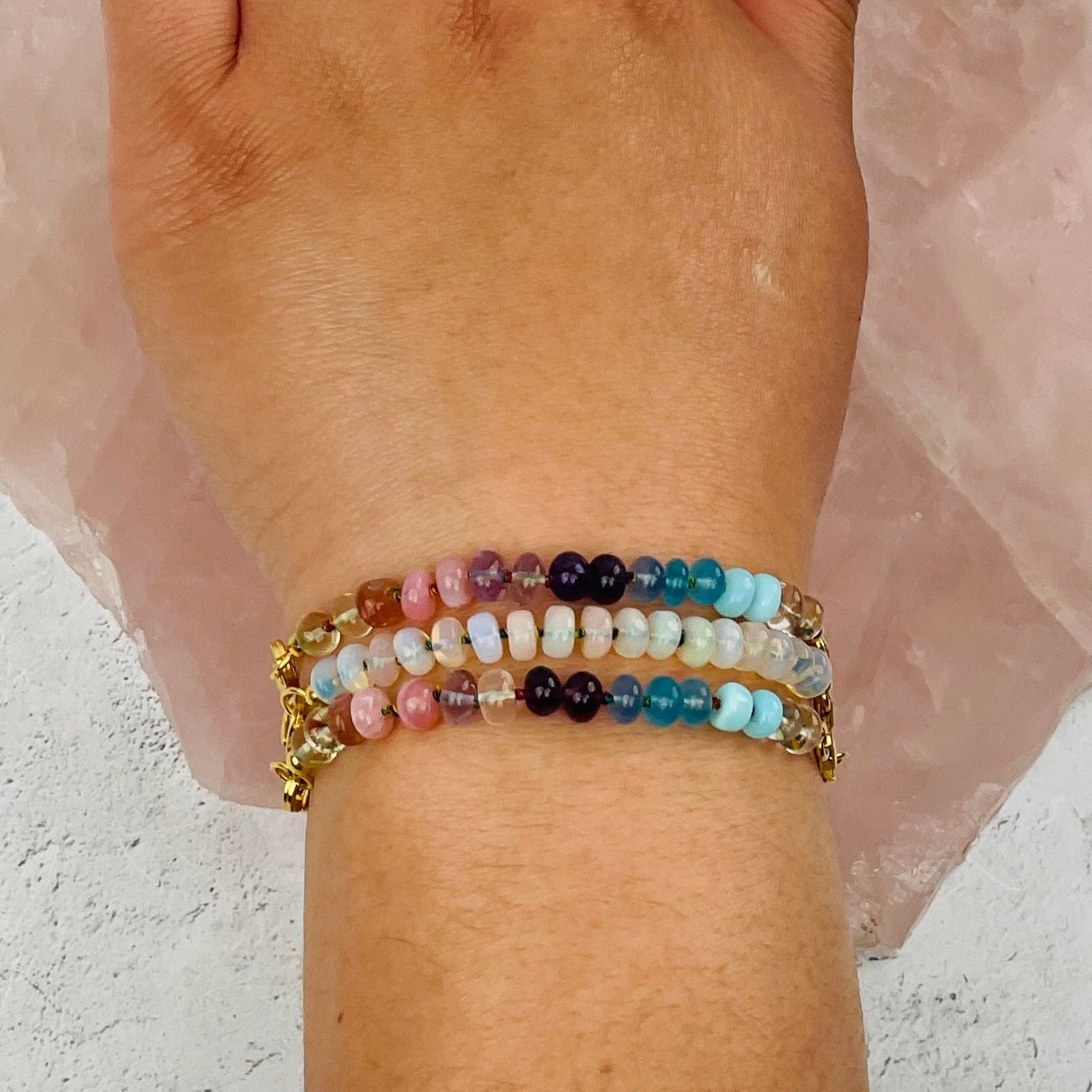 bracelets on wrist for size reference 