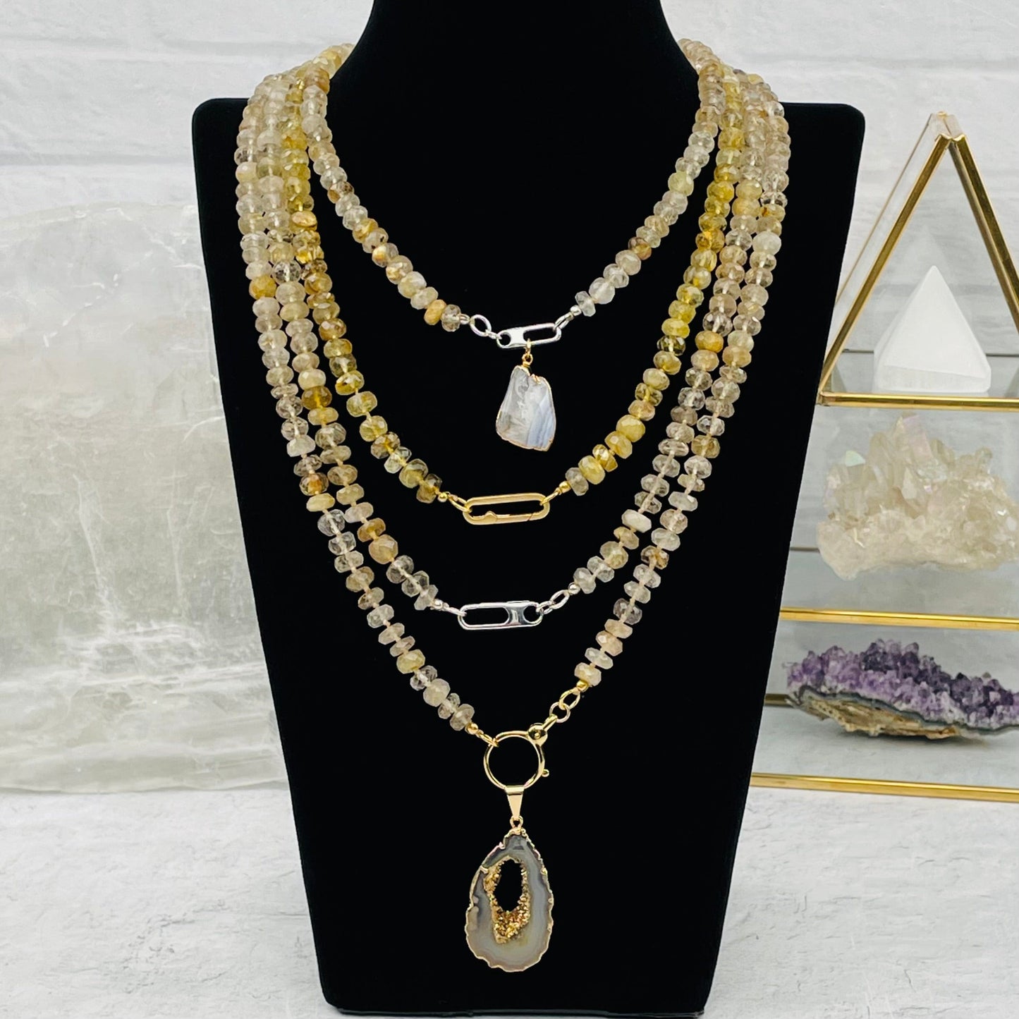 Golden Rutilated Candy Necklace - You Choose Style -
