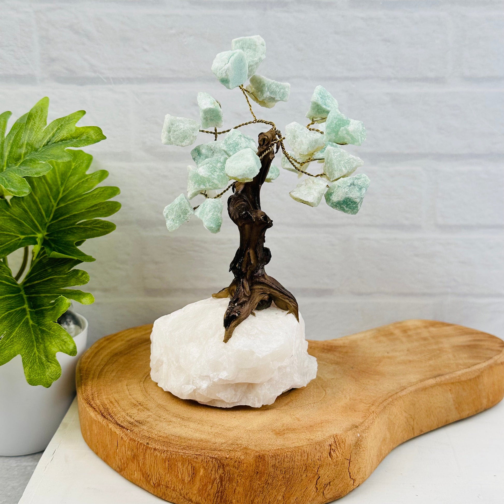 Gemstone Crystal Trees with Crystal Stone Base displayed as home decor