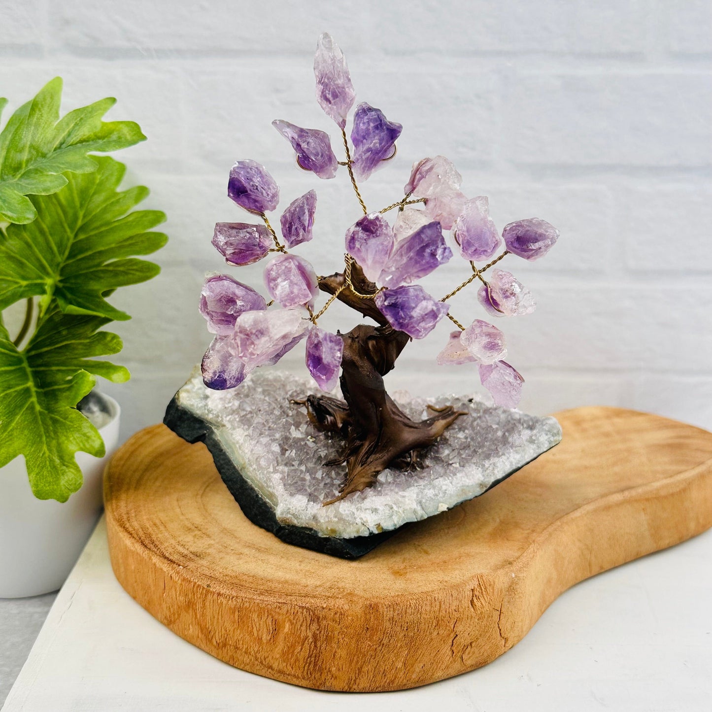 Gemstone Crystal Trees with Crystal Stone Base displayed as home decor