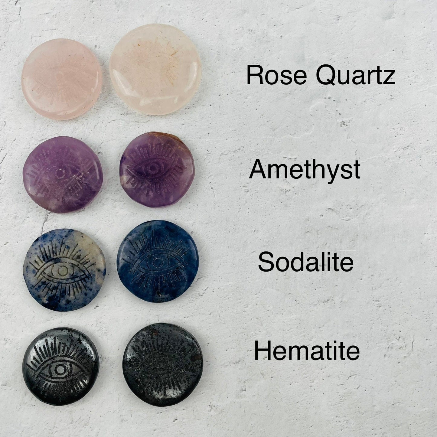 palm stone next to its crystal name 