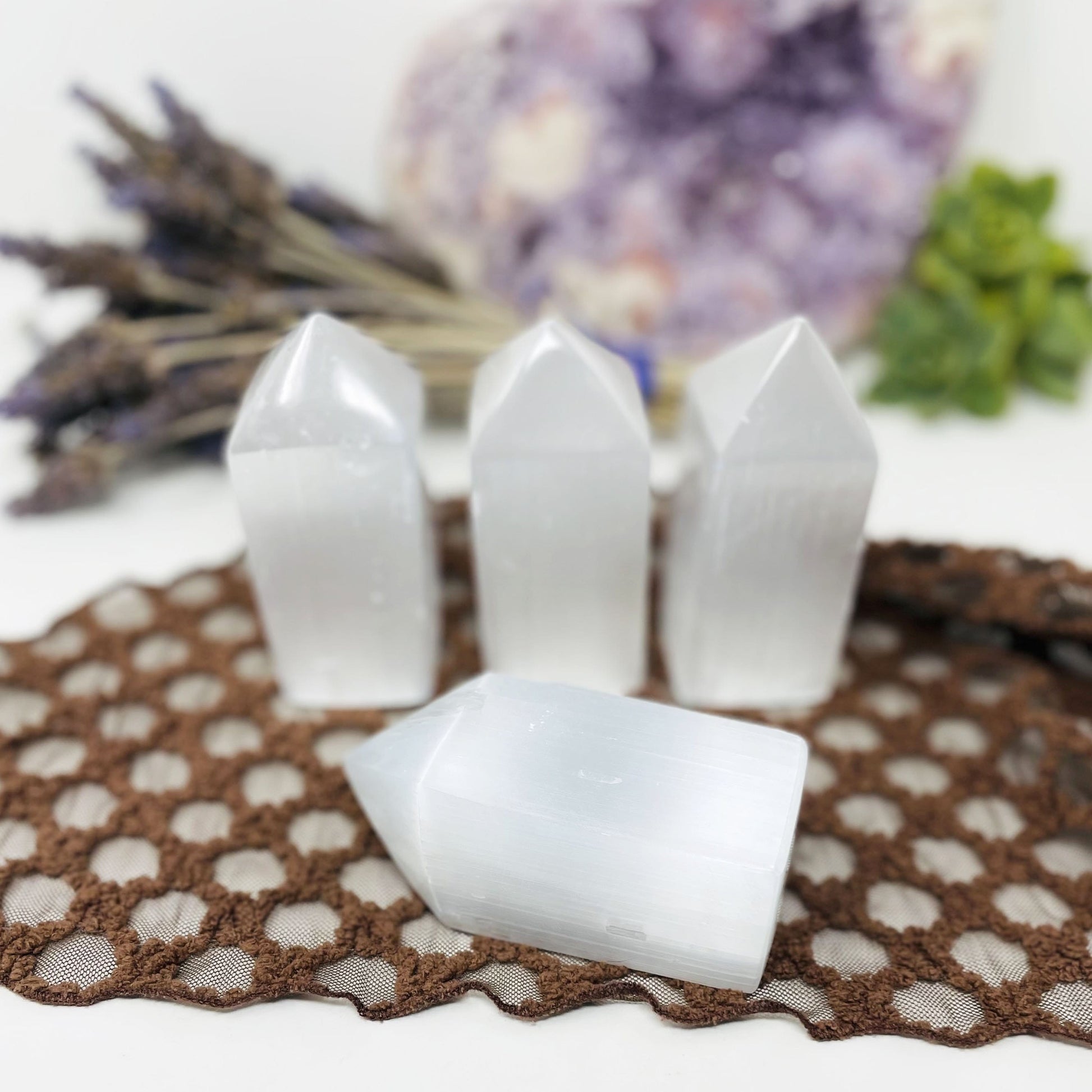 selenite square points on display for possible variations 