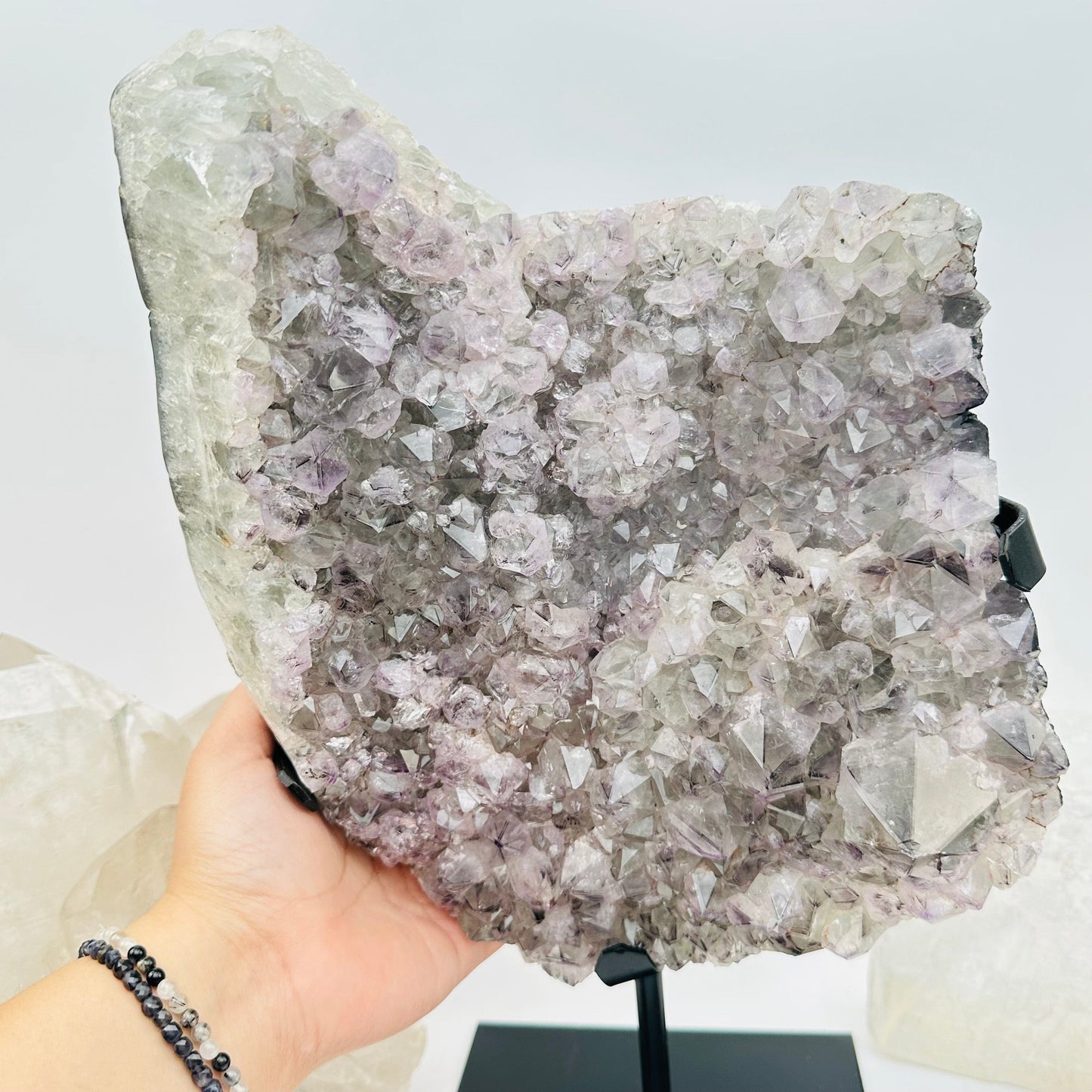 close up of the crystal clusters on this amethyst 
