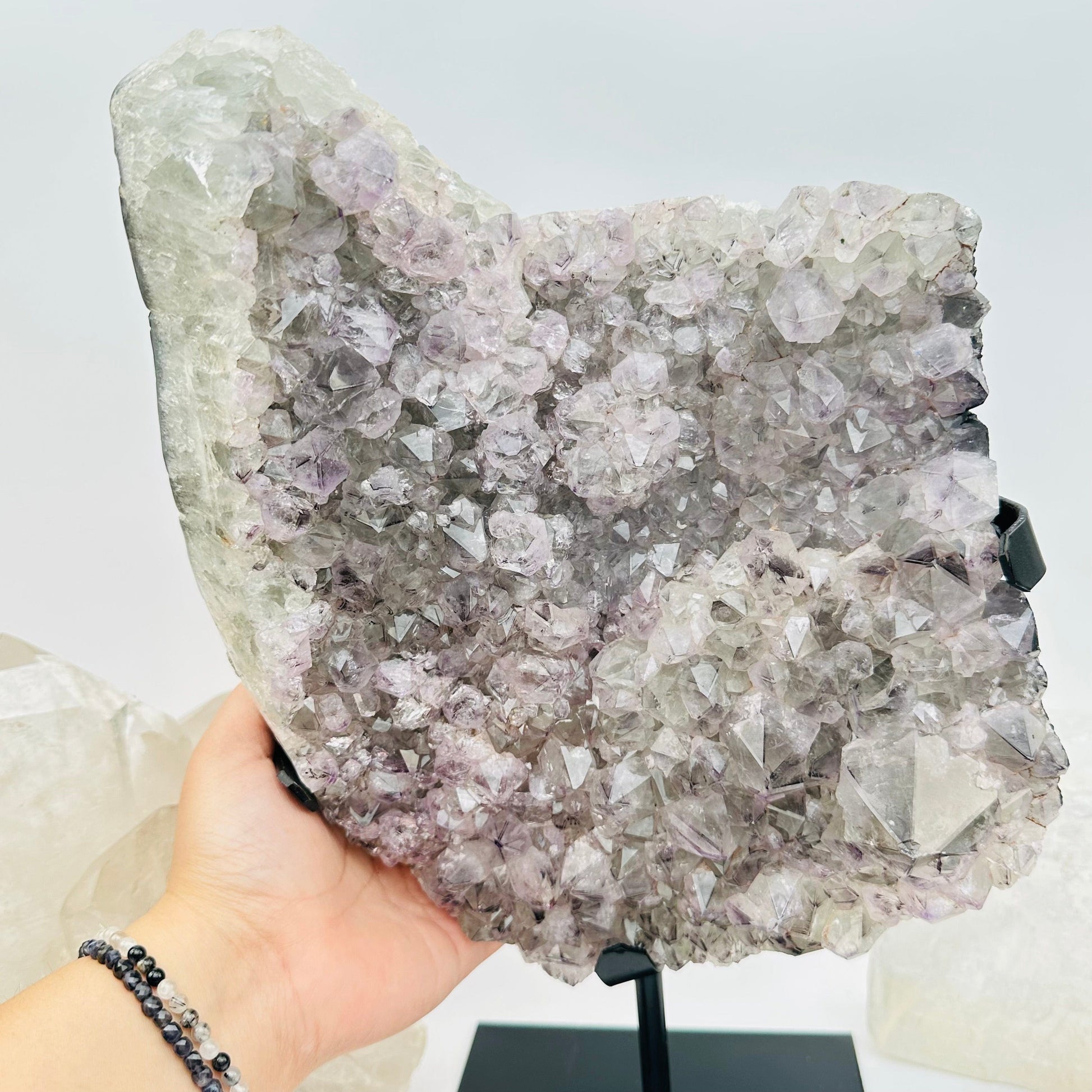 close up of the crystal clusters on this amethyst 