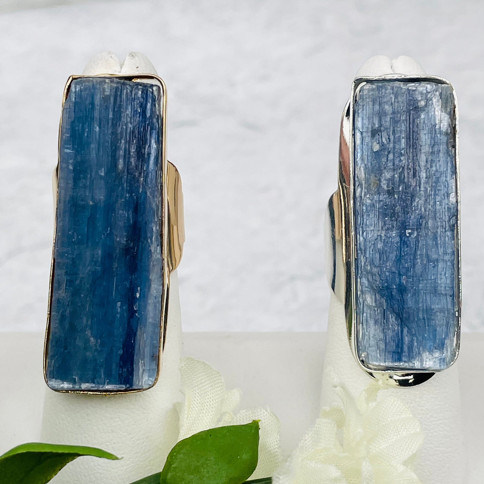 Blue Kyanite Adjustable Ring - Silver and Gold