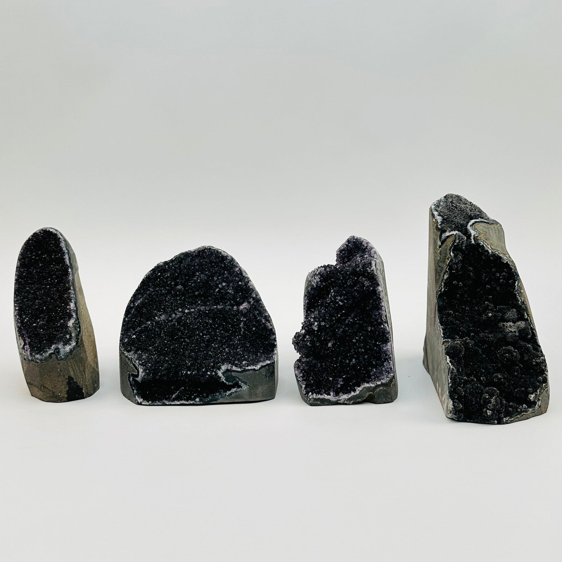 front view of the black amethyst crystal cut base