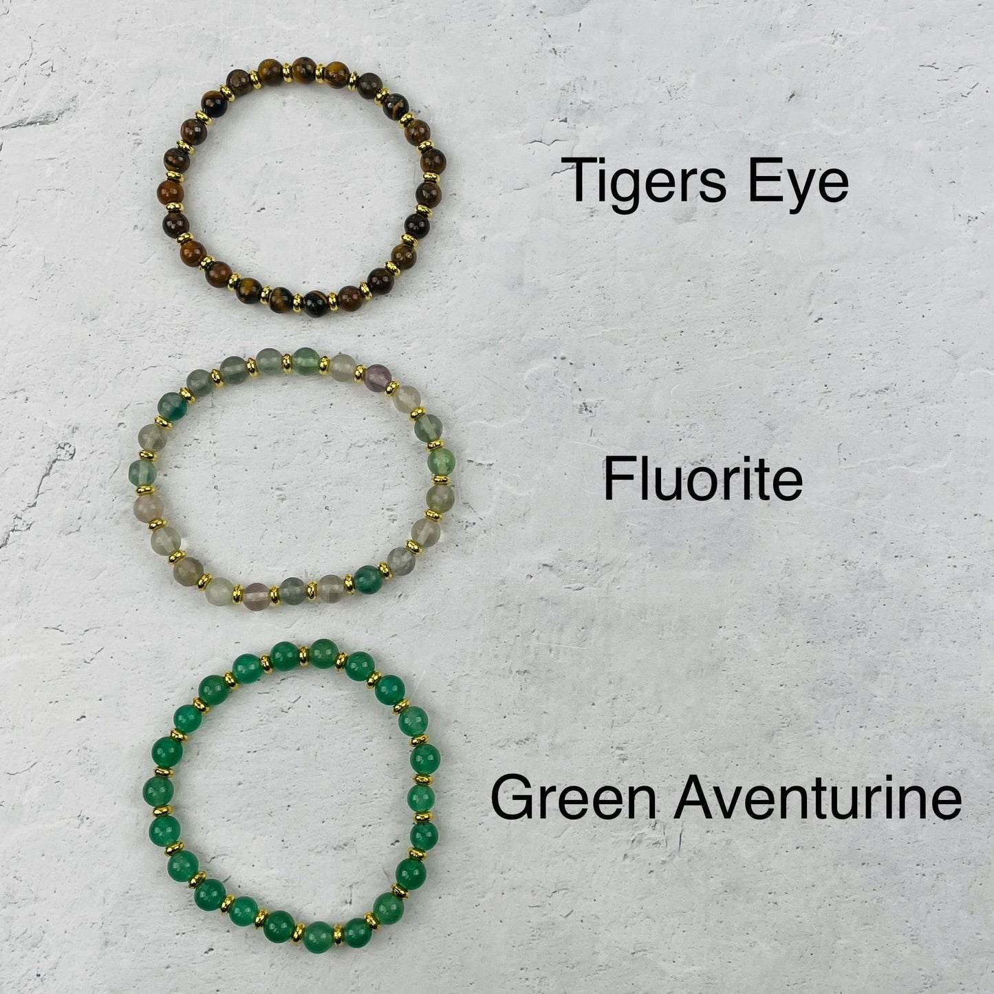 bracelet next to its crystal name