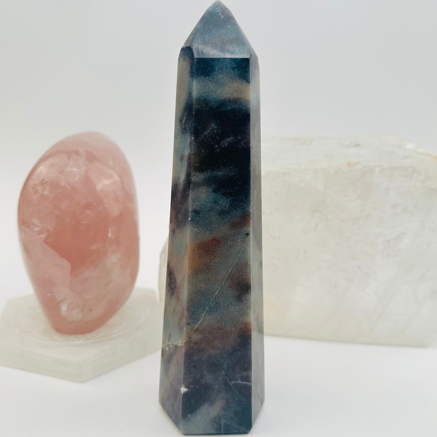 polished trolleite crystal point displayed as home decor