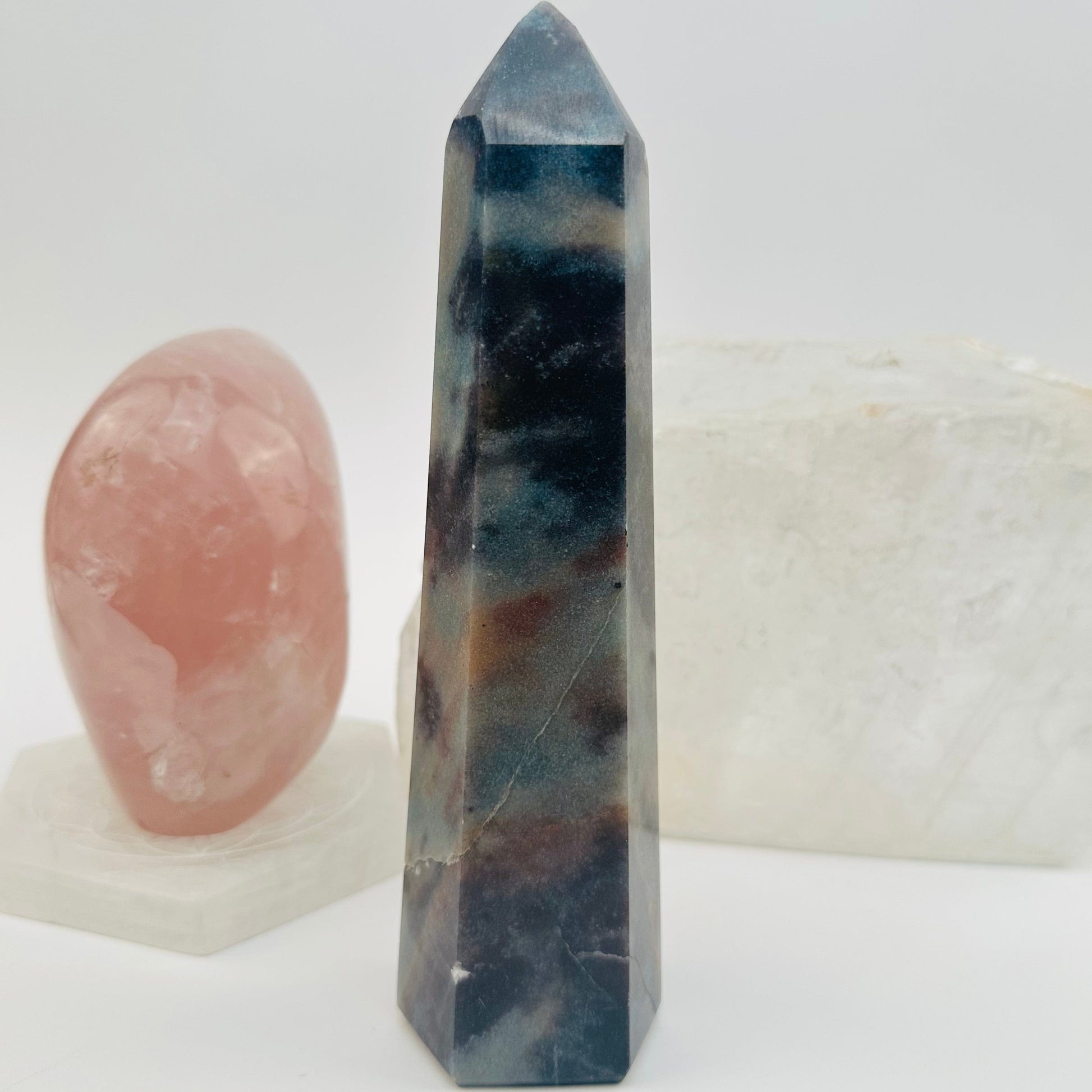polished trolleite crystal point displayed as home decor