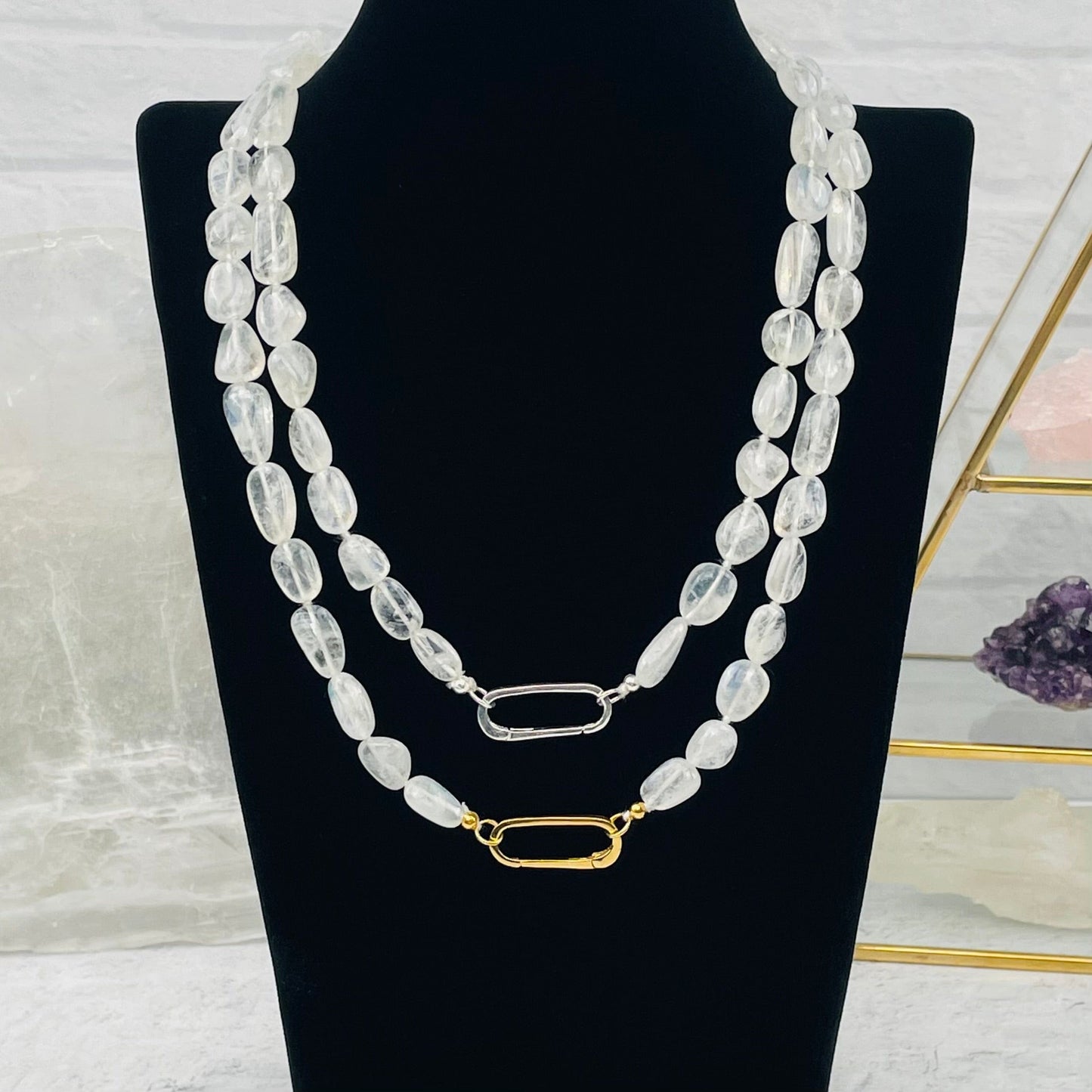 Moonstone Nugget Candy Necklace - you choose style -