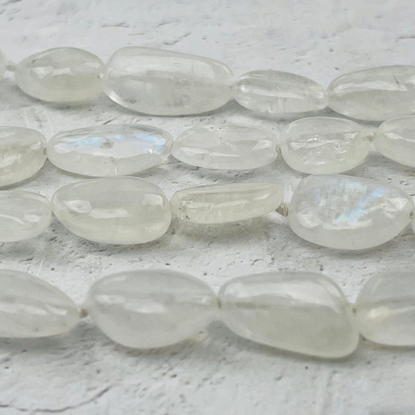 close up of the moonstone nuggets