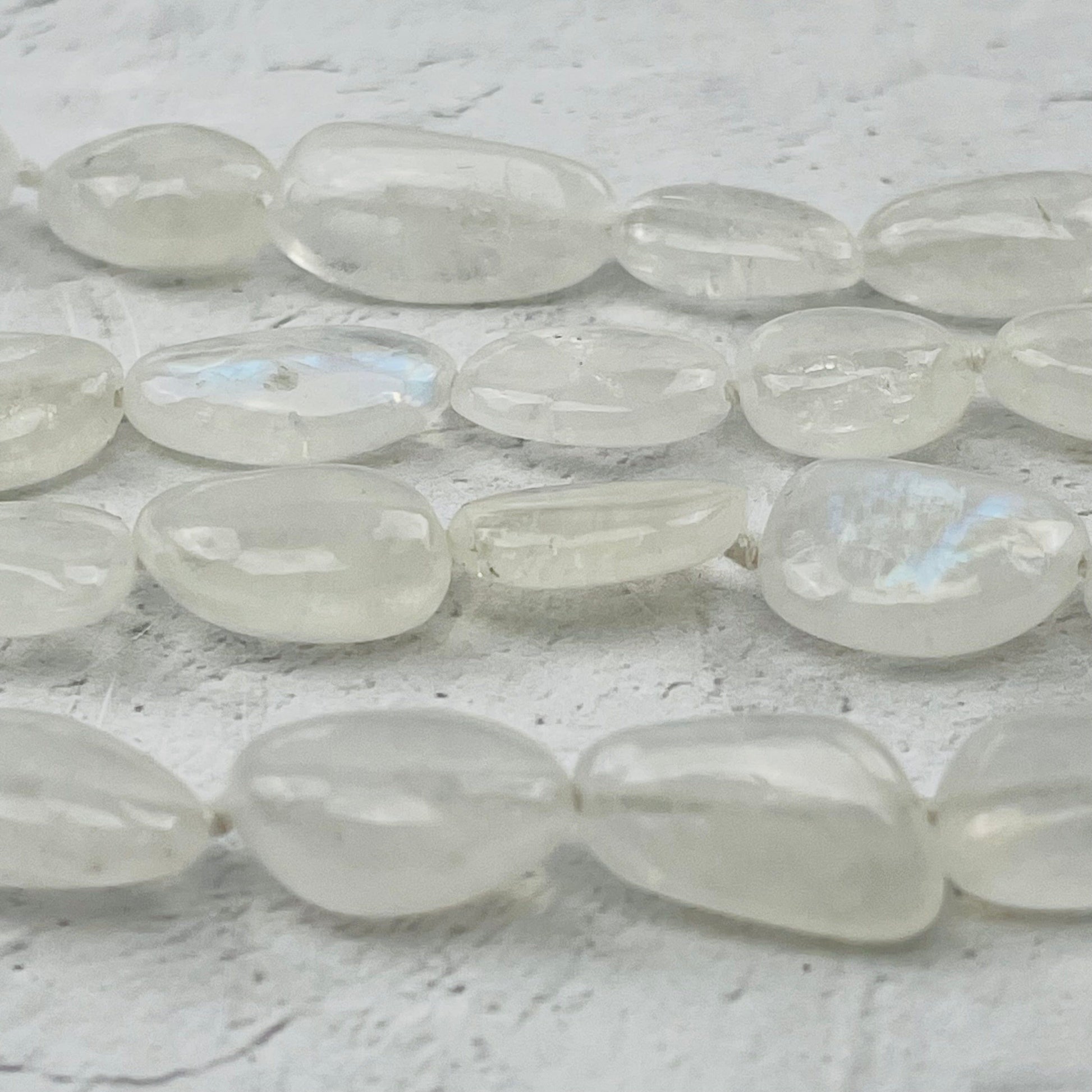 close up of the moonstone nuggets