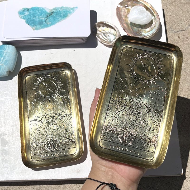 brass tray engraved with the moon design 