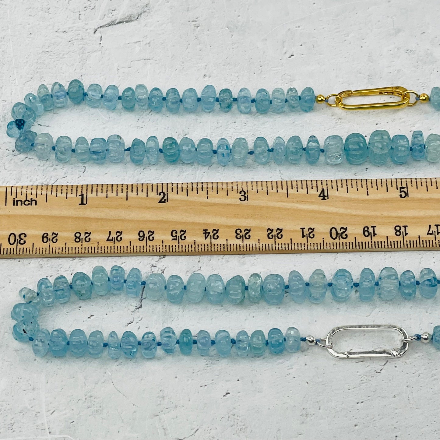 close up of the details of the melon beads 
