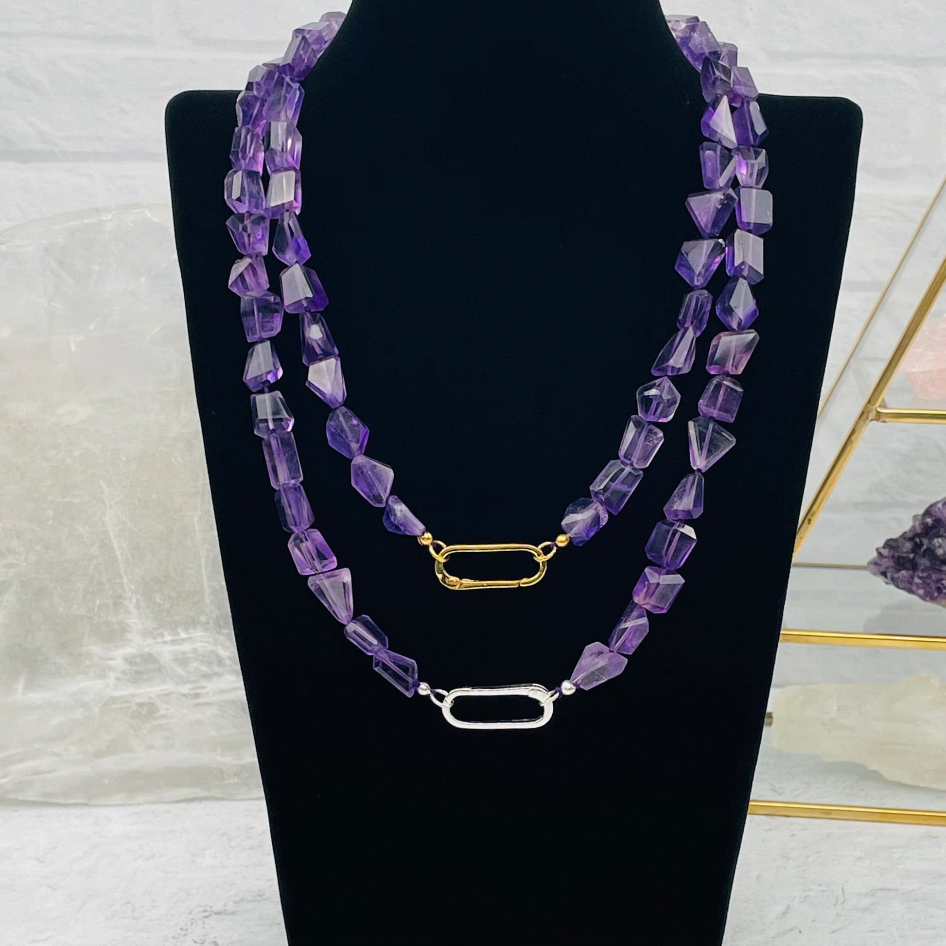 necklaces displayed to show how they hang 