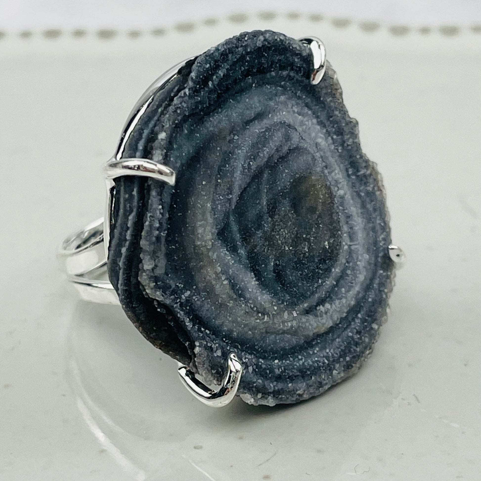 close up of the details on the ring 