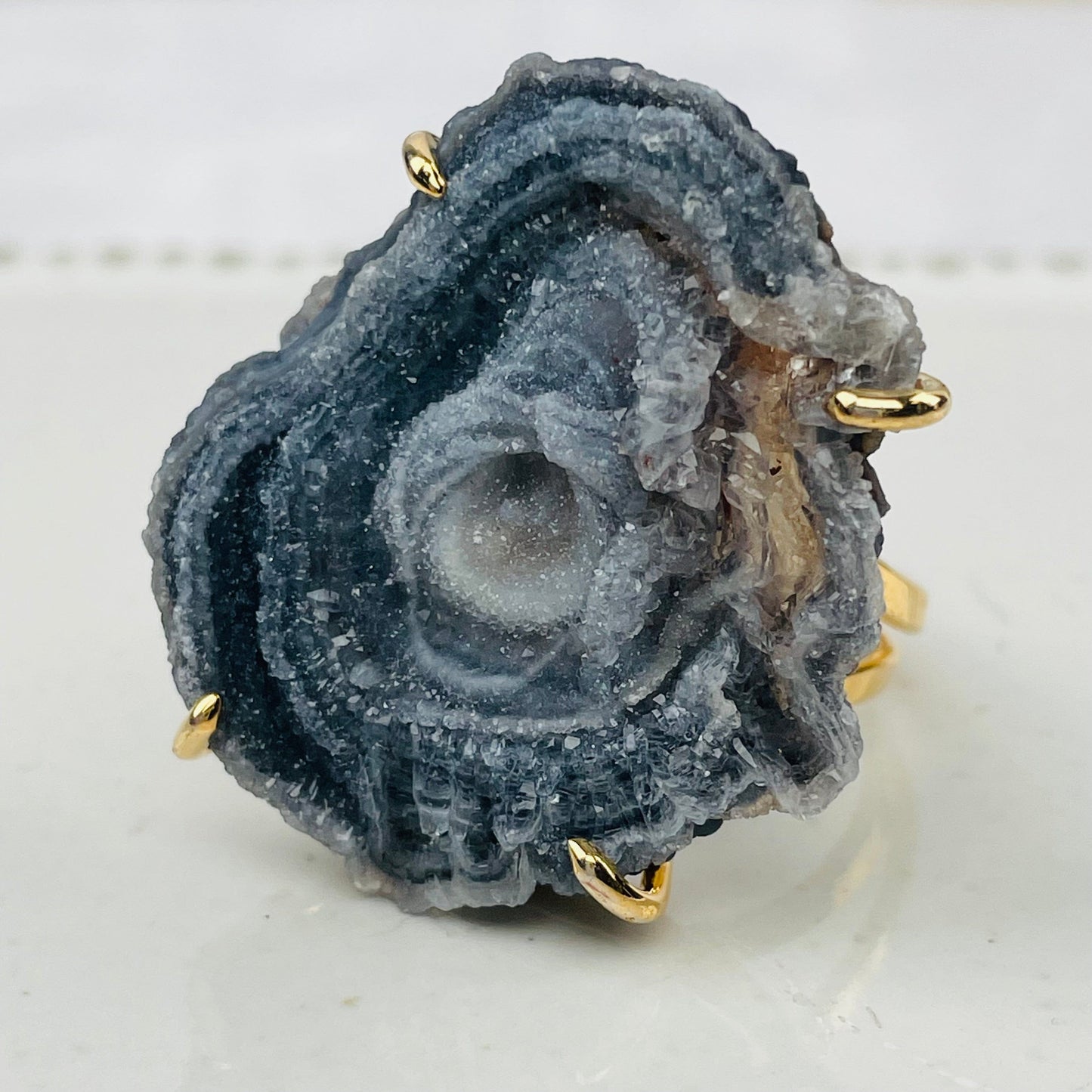 close up of the details on the ring