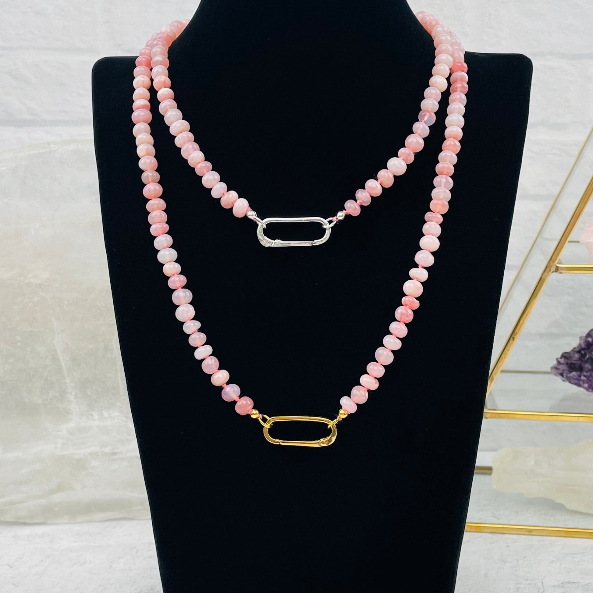 Smooth Pink Opal Candy Necklace - You Choose Style -