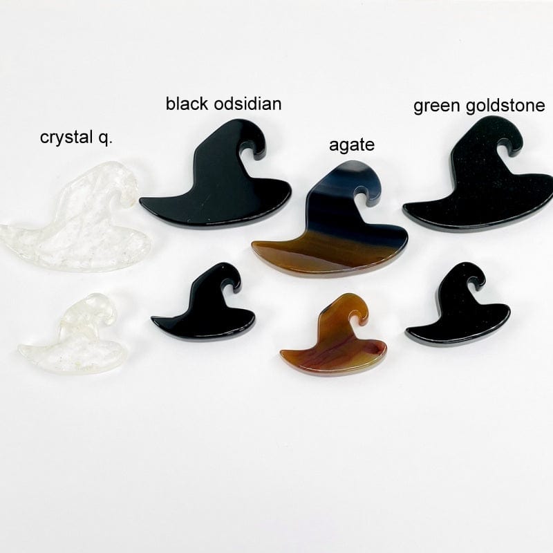 gemstones available in crystal quartz, black obsidian, agate and green goldstone. come in small and large option 